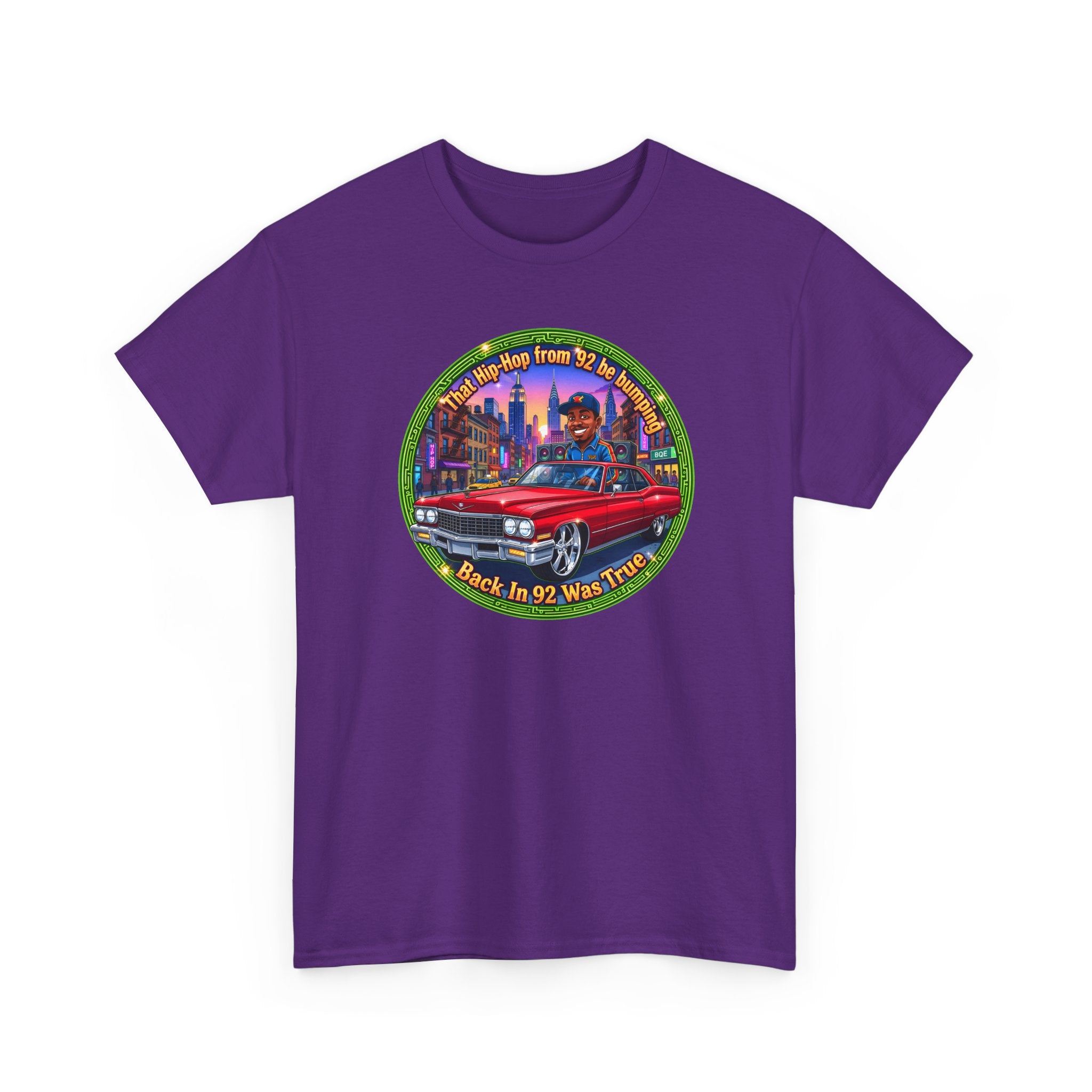 Vintage Red Convertible T-Shirt – “That Hip-hop From 92 Be Bumping" Retro City Cruise Tee