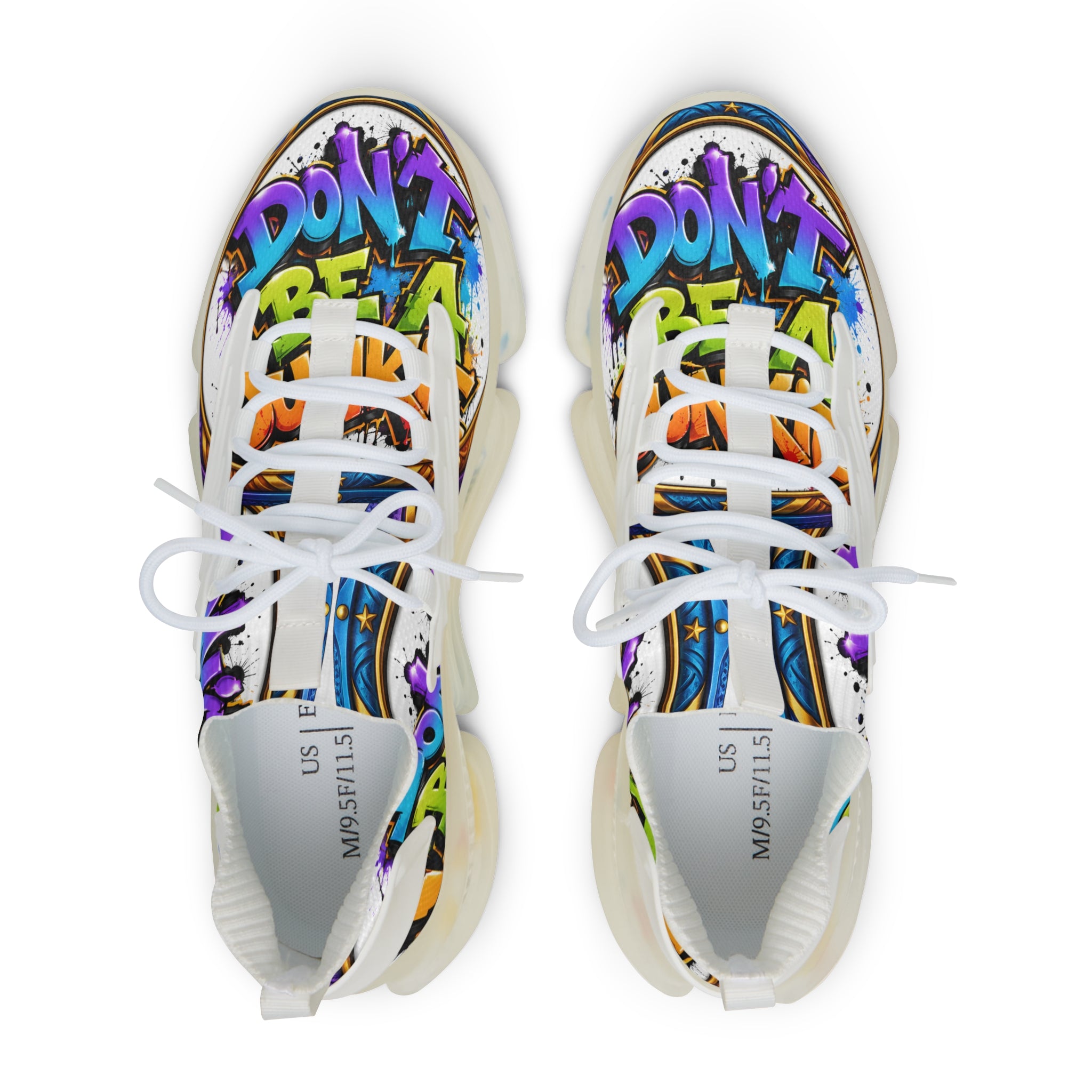 Men's Mesh Sneakers — " Don't Be A Junkie" Colorful 'Don't Be a Junkie' Graffiti Athletic Shoes