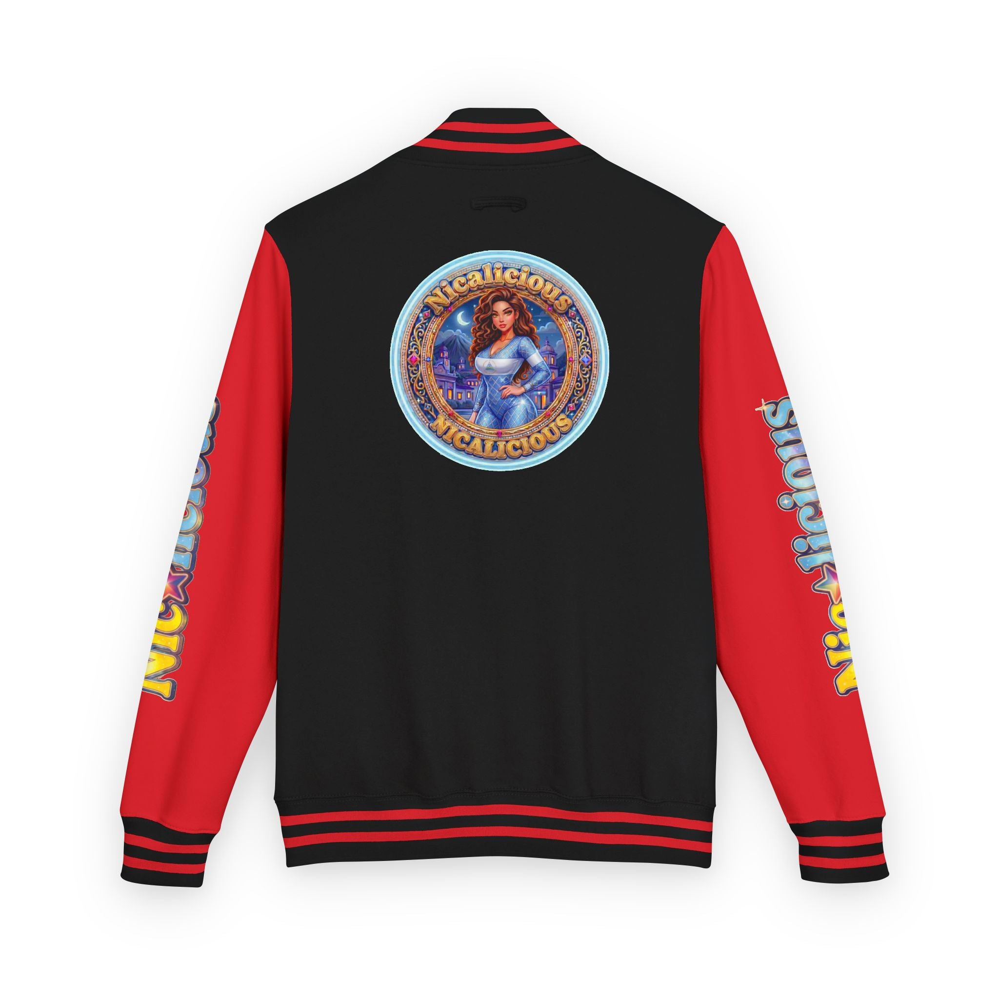 "Nicalicious" Letterman Jacket - Retro Pinup Graphic Varsity Bomber