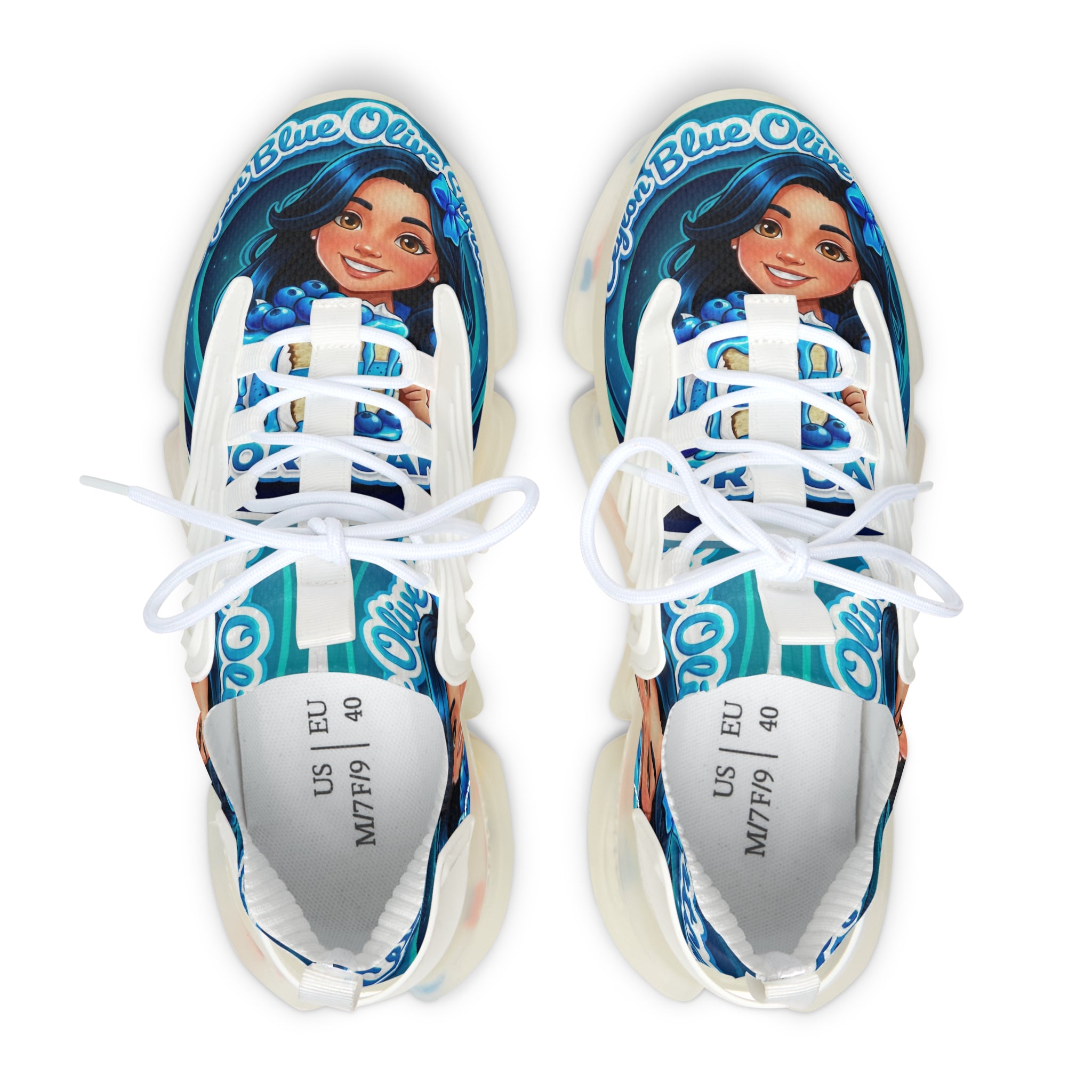 Women's Mesh Sneakers — "Ceylon Blue Olive Shortcake "Graphic Athletic Shoes