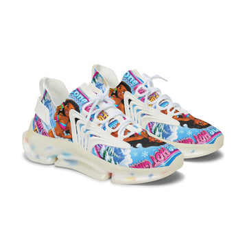Mesh Sneakers —"Snow Cone Hot Girl " Tropical Ice Cream Girl Graphic