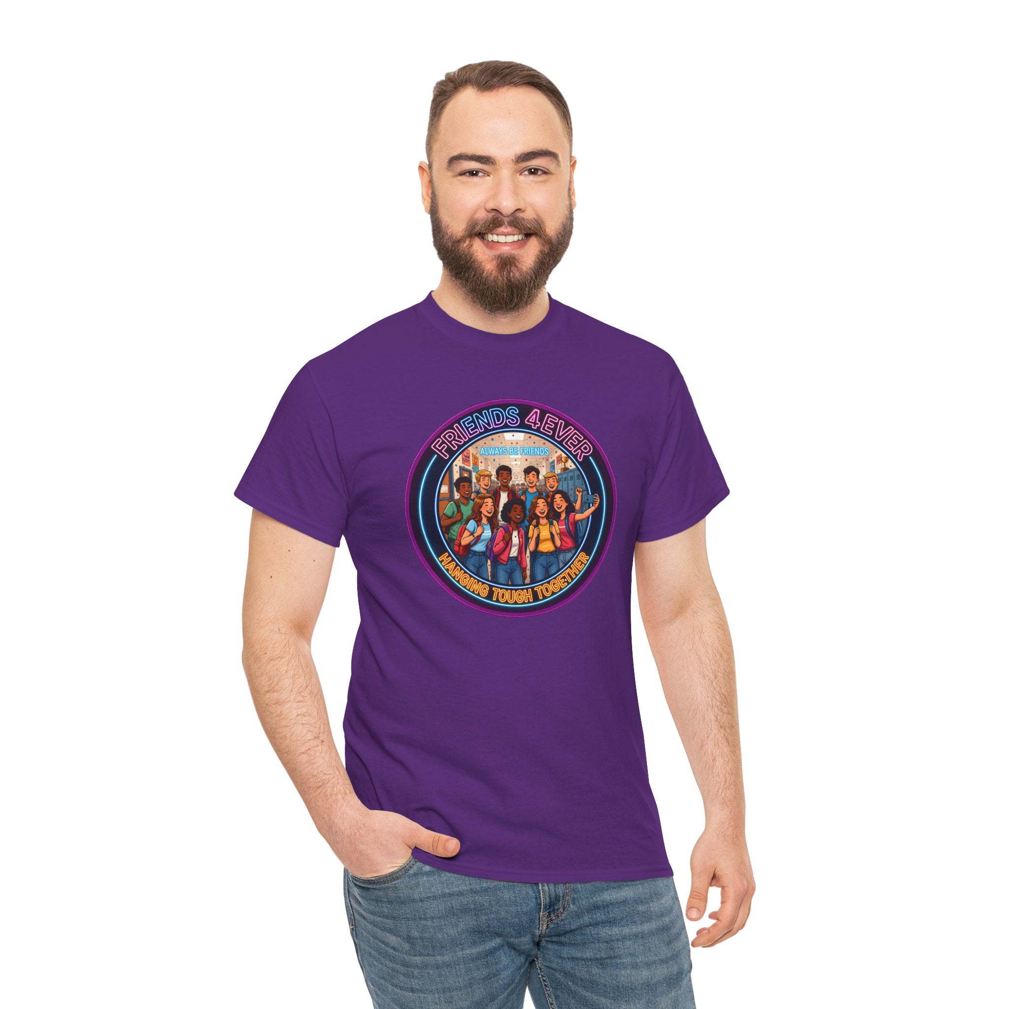 Graphic Tee — Retro Group Illustration "Friends Forever"