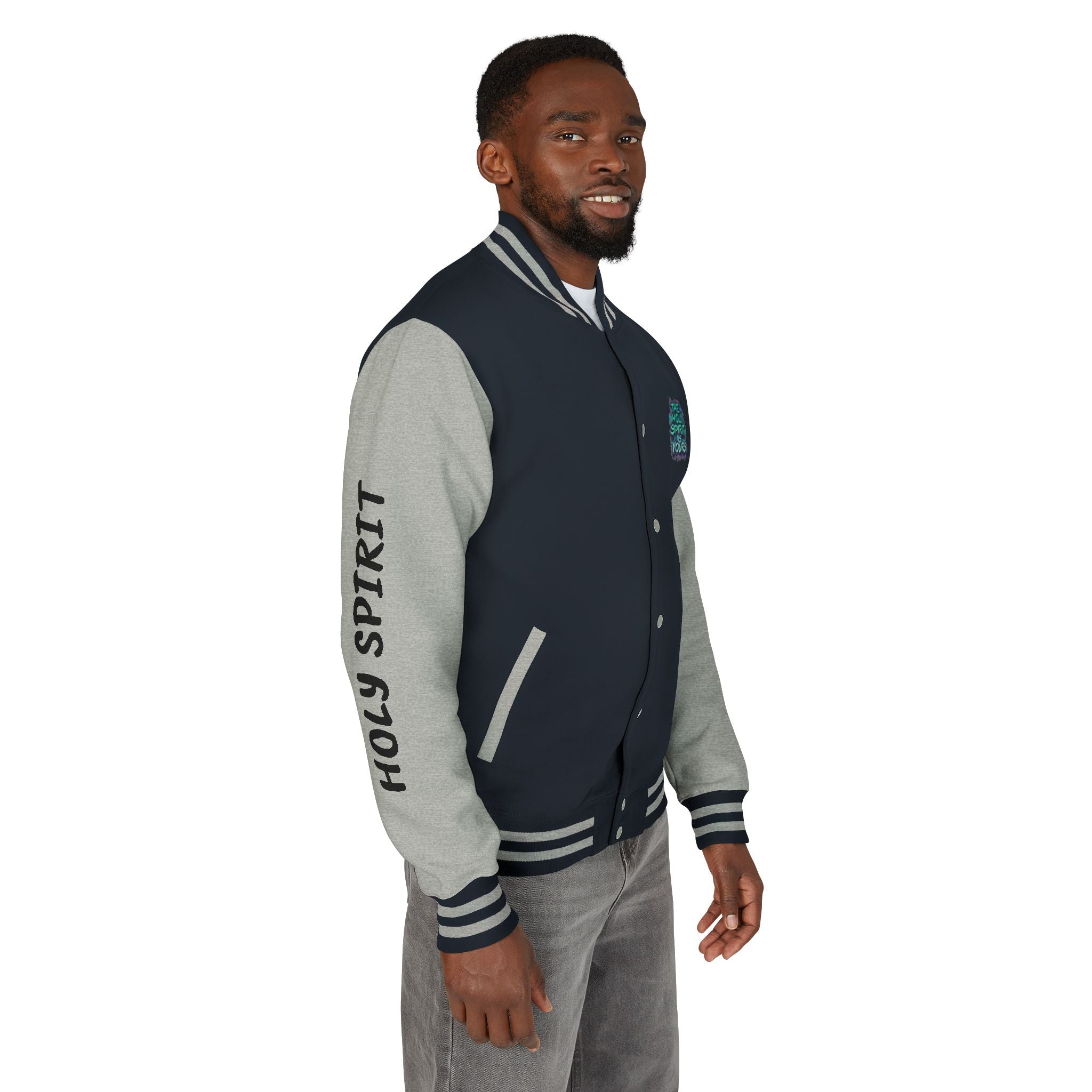 Letterman Jacket — "The Holy Spirit Is Yours" Graphic