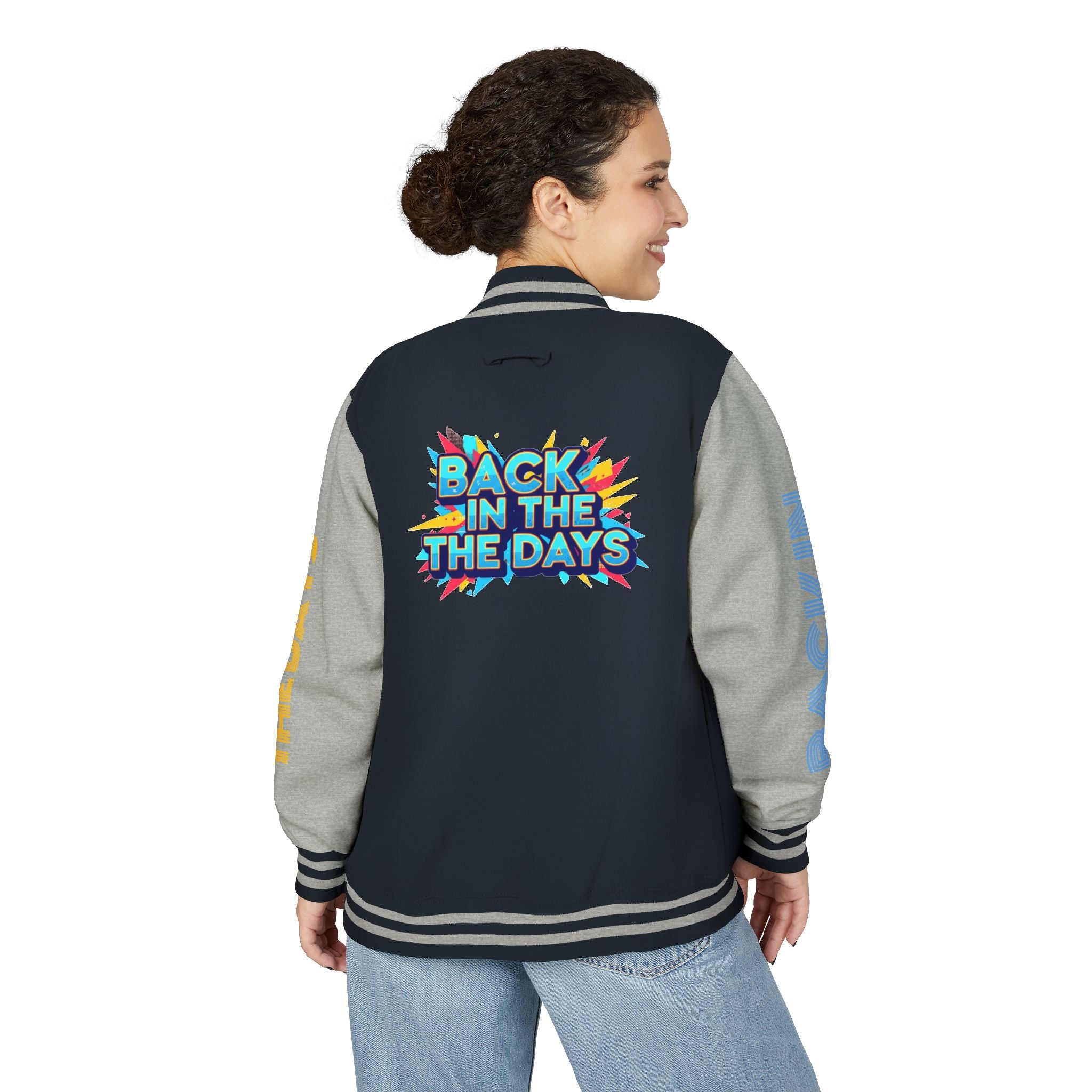 Letterman Jacket — "Back in the Days" Retro Graphic Bomber