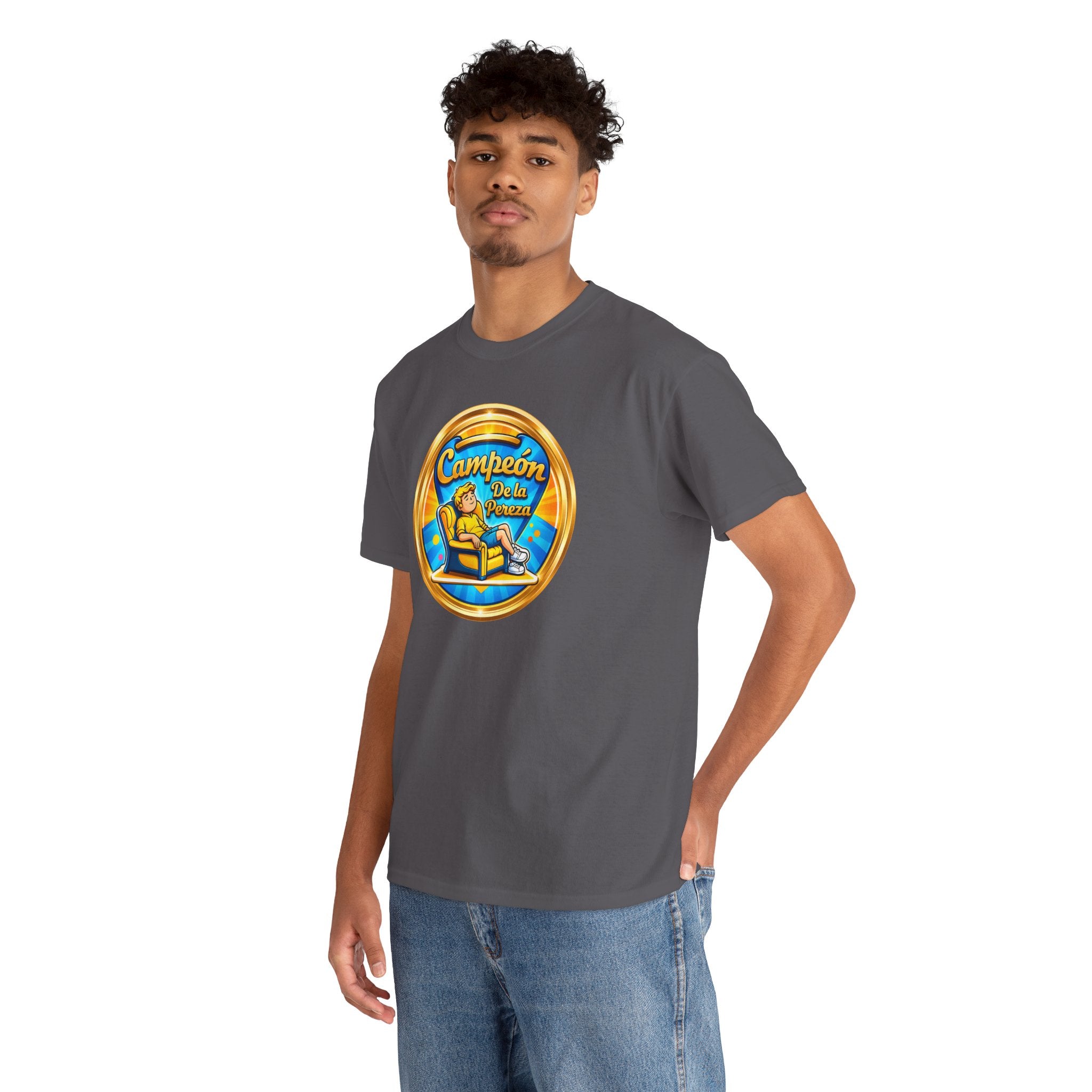 "Campeón De La Pereza" Tee — Gold Badge Adventure T‑Shirt