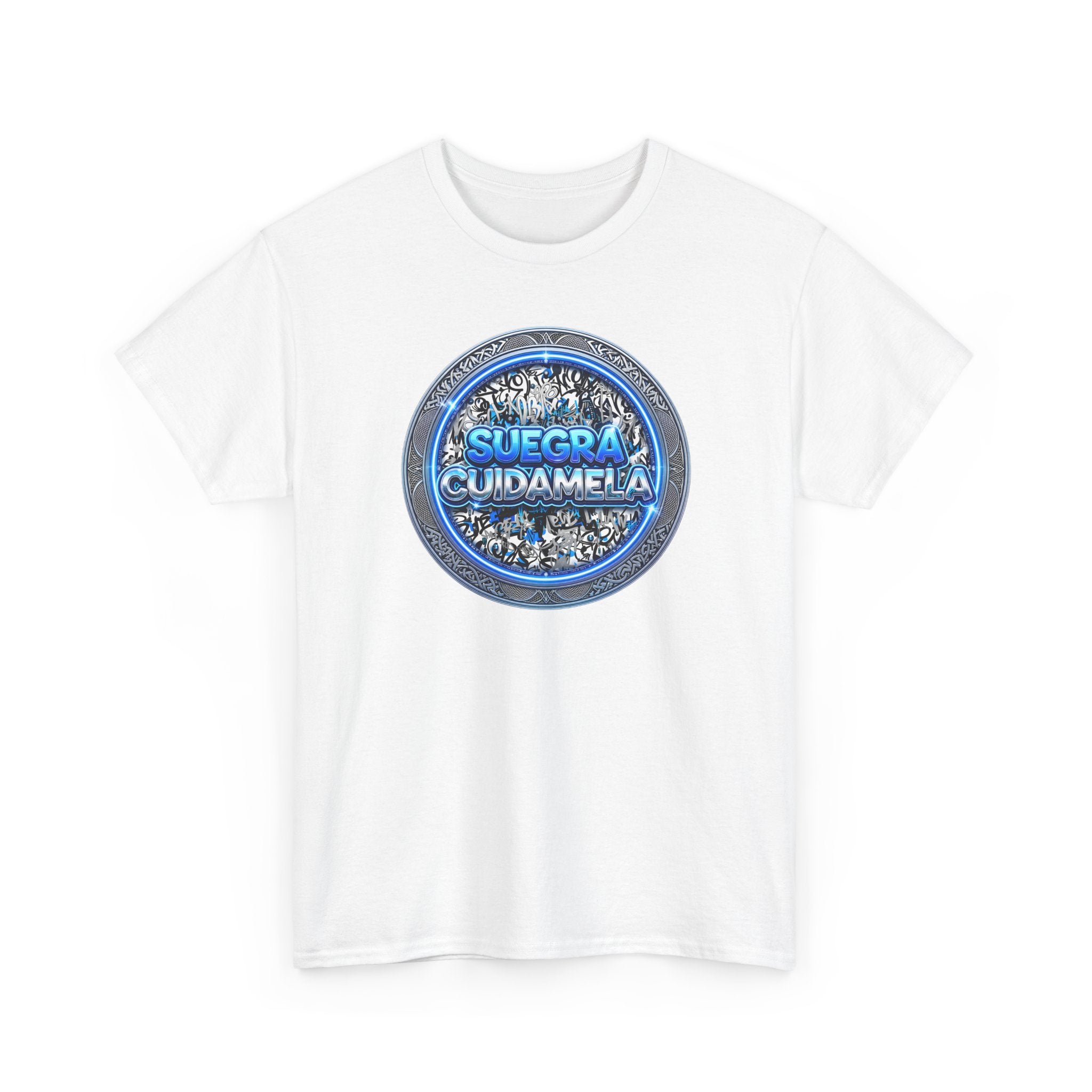 T-Shirt — Suegra Cuídame (Blue Floral Emblem)