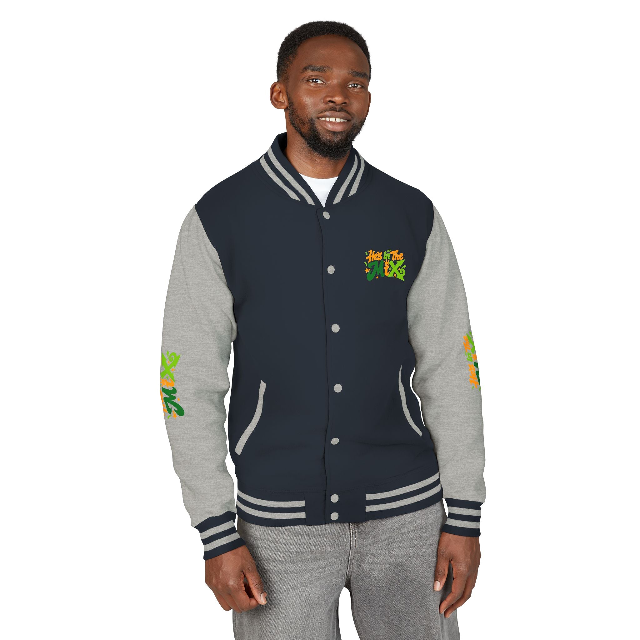 Letterman Jacket - "He's in the Mix" Retro Graffiti Varsity Jacket