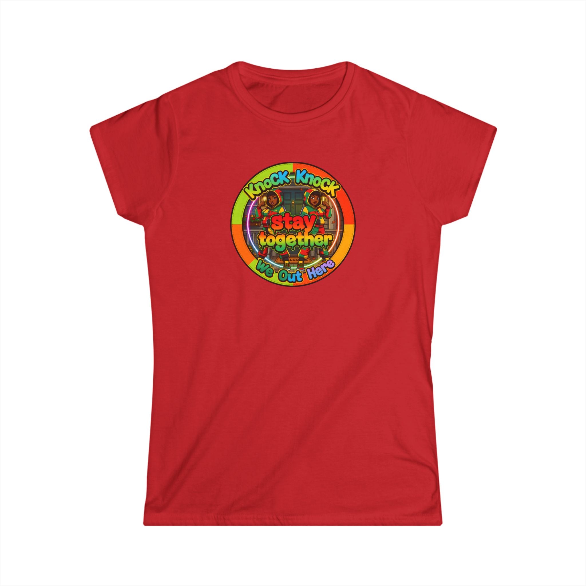 T‑Shirt — 'Knock Knock Stay Together' Retro Color Wheel Graphic Tee