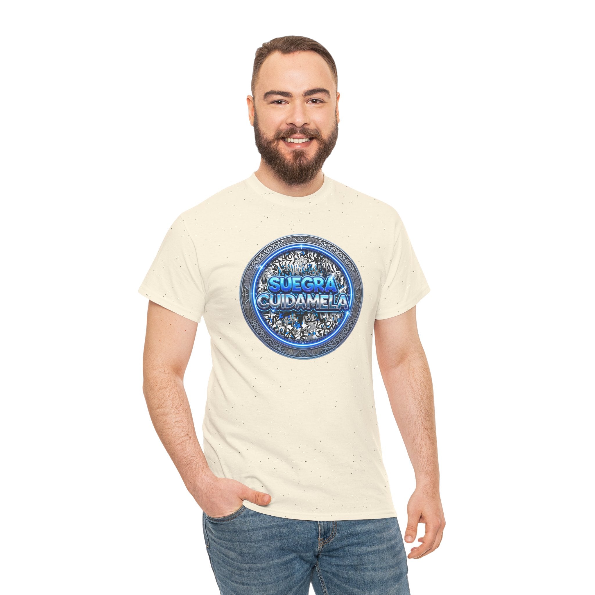 T-Shirt — Suegra Cuídame (Blue Floral Emblem)