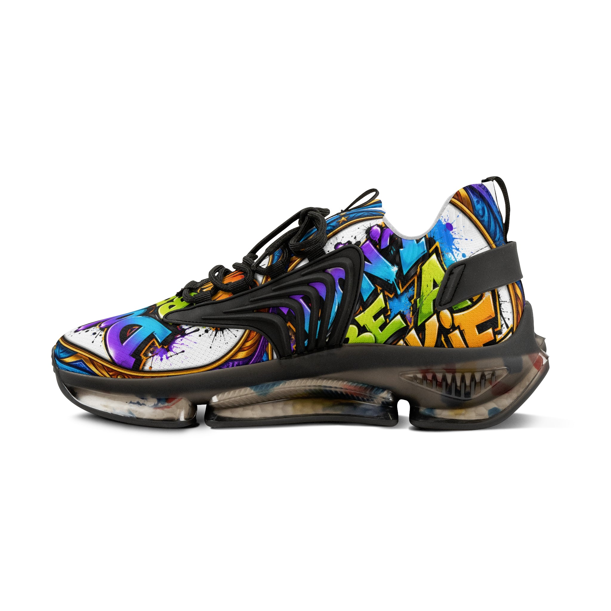 Men's Mesh Sneakers — " Don't Be A Junkie" Colorful 'Don't Be a Junkie' Graffiti Athletic Shoes