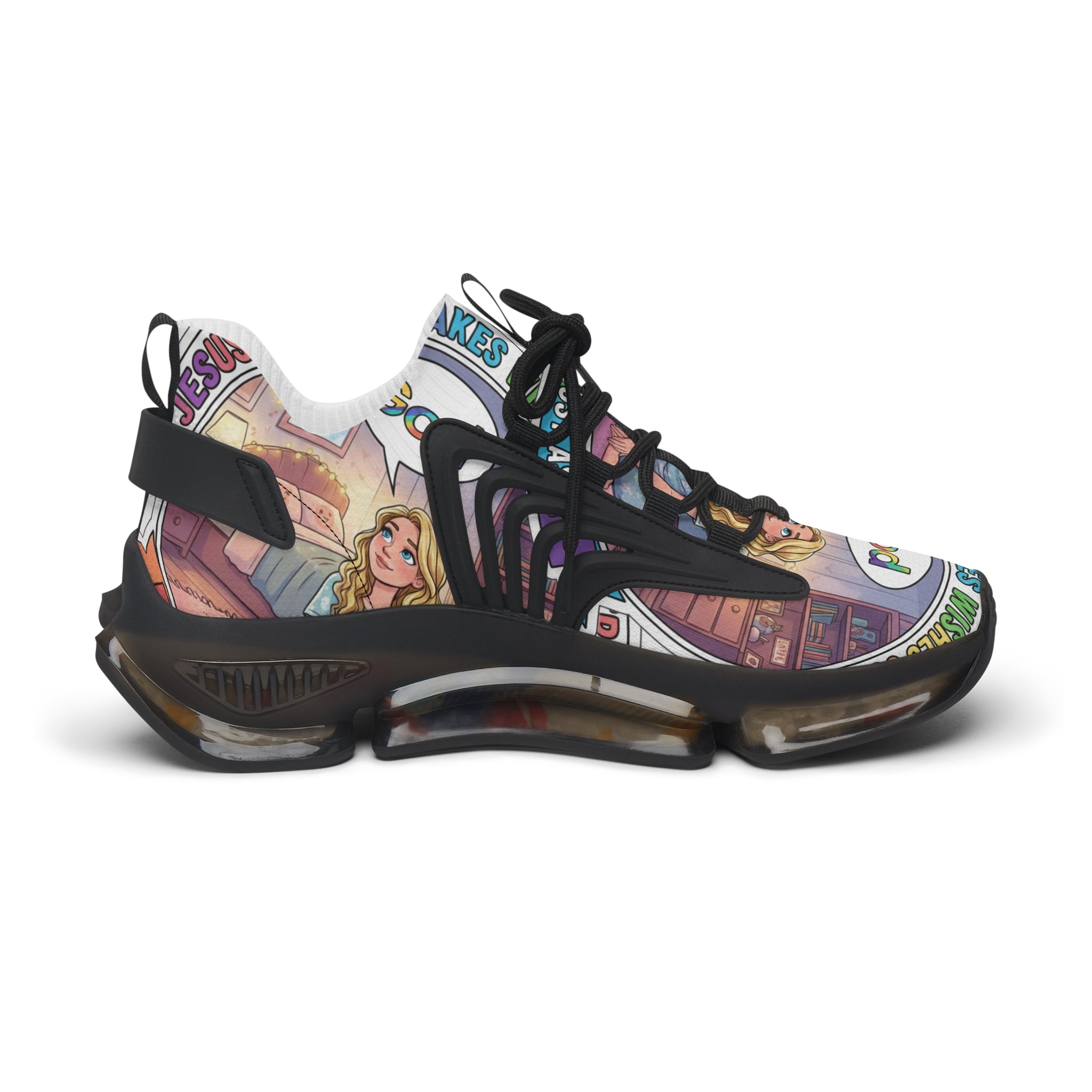 Mesh Sneakers — Inspirational 'Jesus Christ Makes Wishes Come True" Graphic Women's Trainers