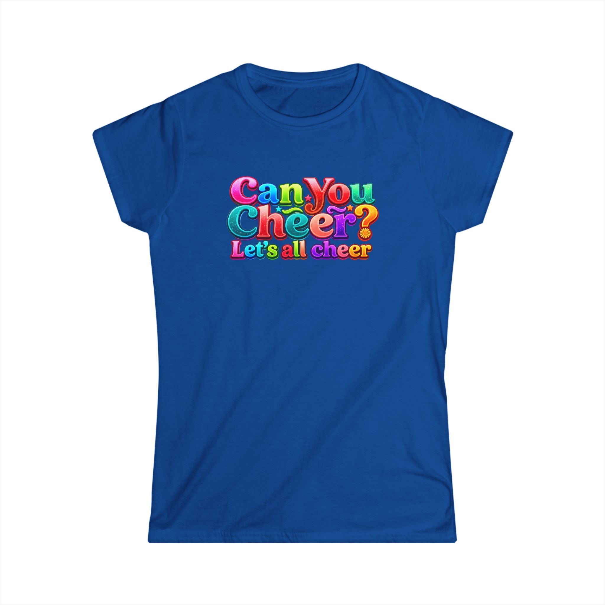 "Can You Cheer" Women's Tee — Colorful Retro Cheer Graphic Shirt