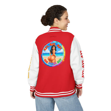 Letterman Jacket – Retro Beach Pinup Varsity Jacket with 'Ayi Ayi Ayi' Graphic