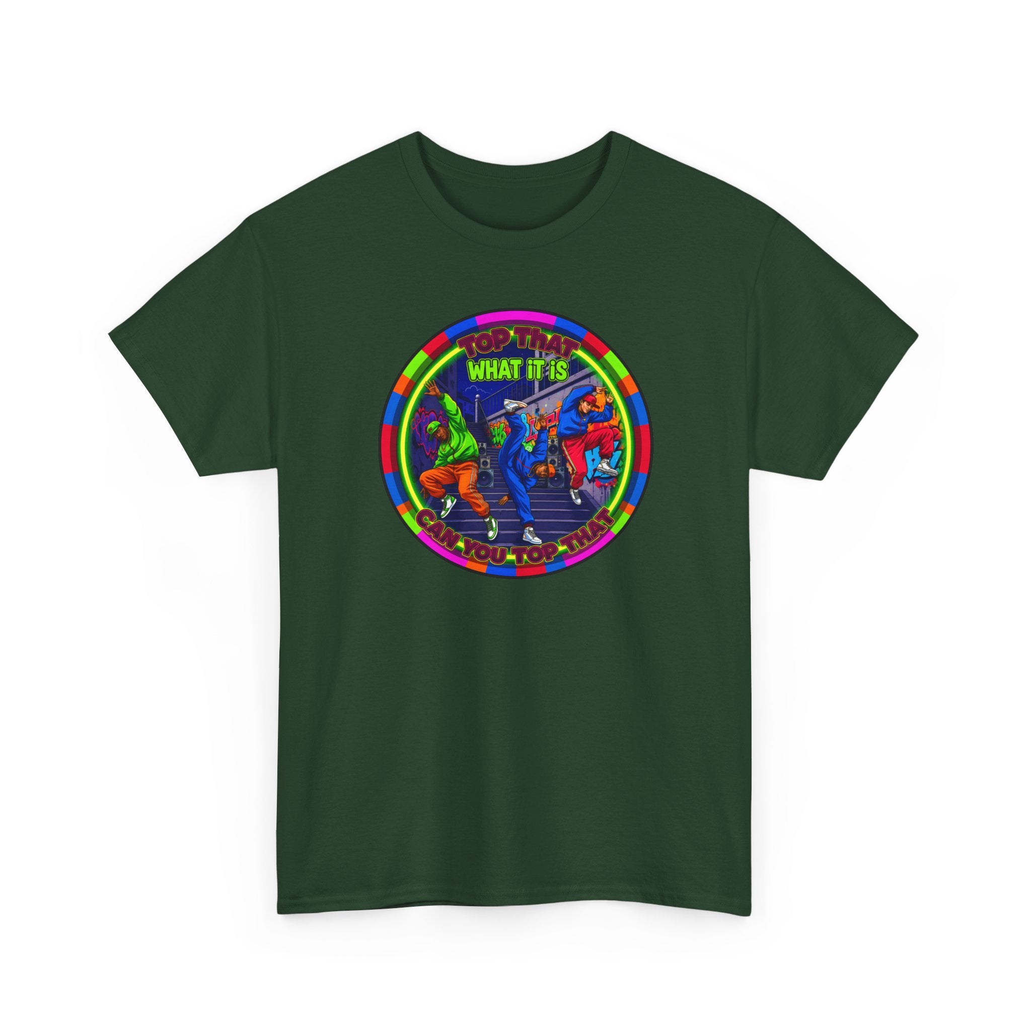 Dance Crew T-Shirt – "Top That What It Is" Retro Neon Graphic Tee