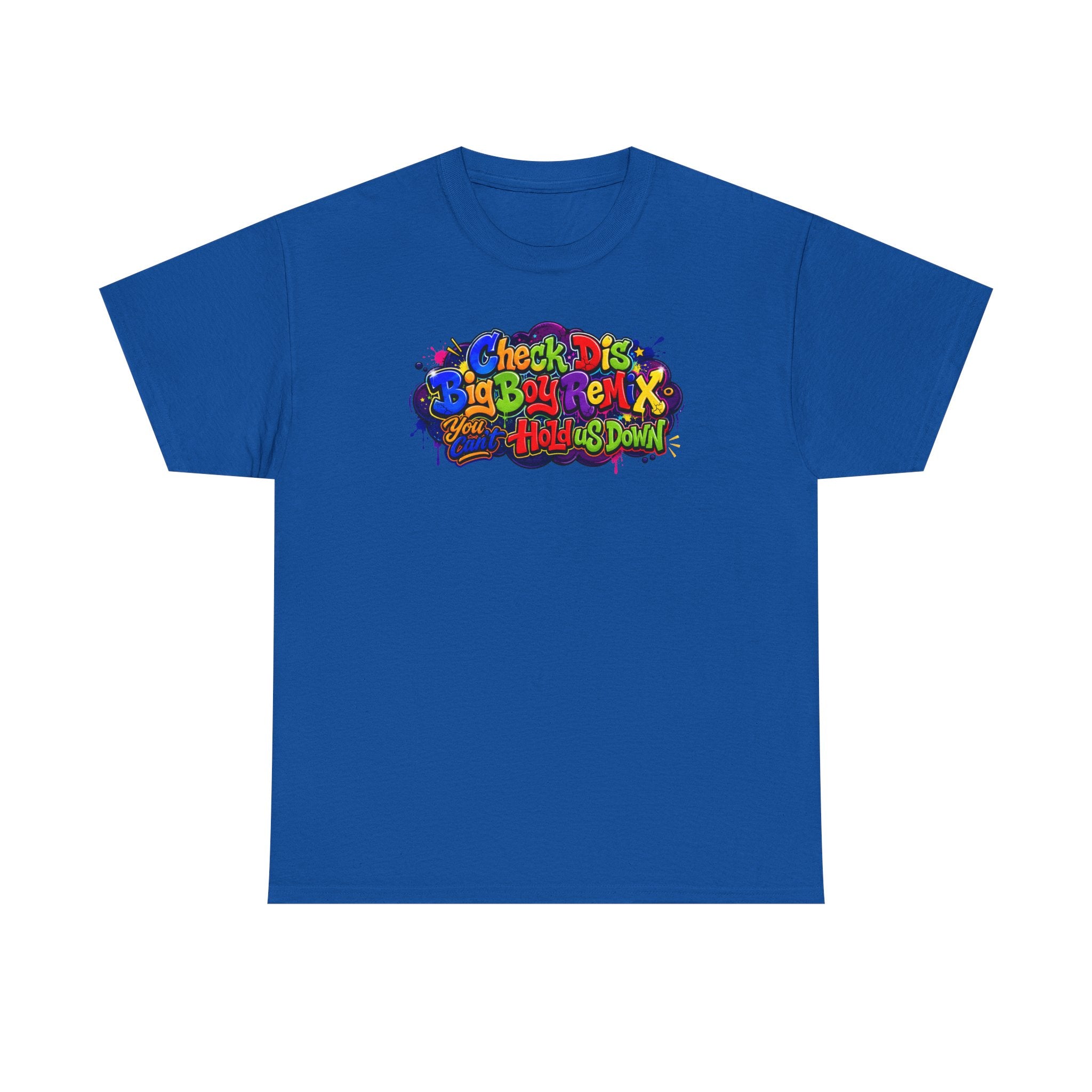 Graphic Tee — Colorful 'Check Dis Big Boy Remix' Retro Street Art T-Shirt