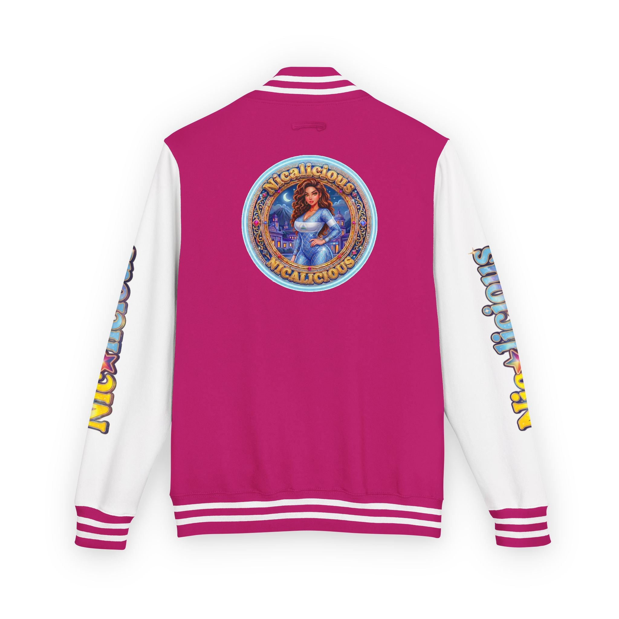 "Nicalicious" Letterman Jacket - Retro Pinup Graphic Varsity Bomber