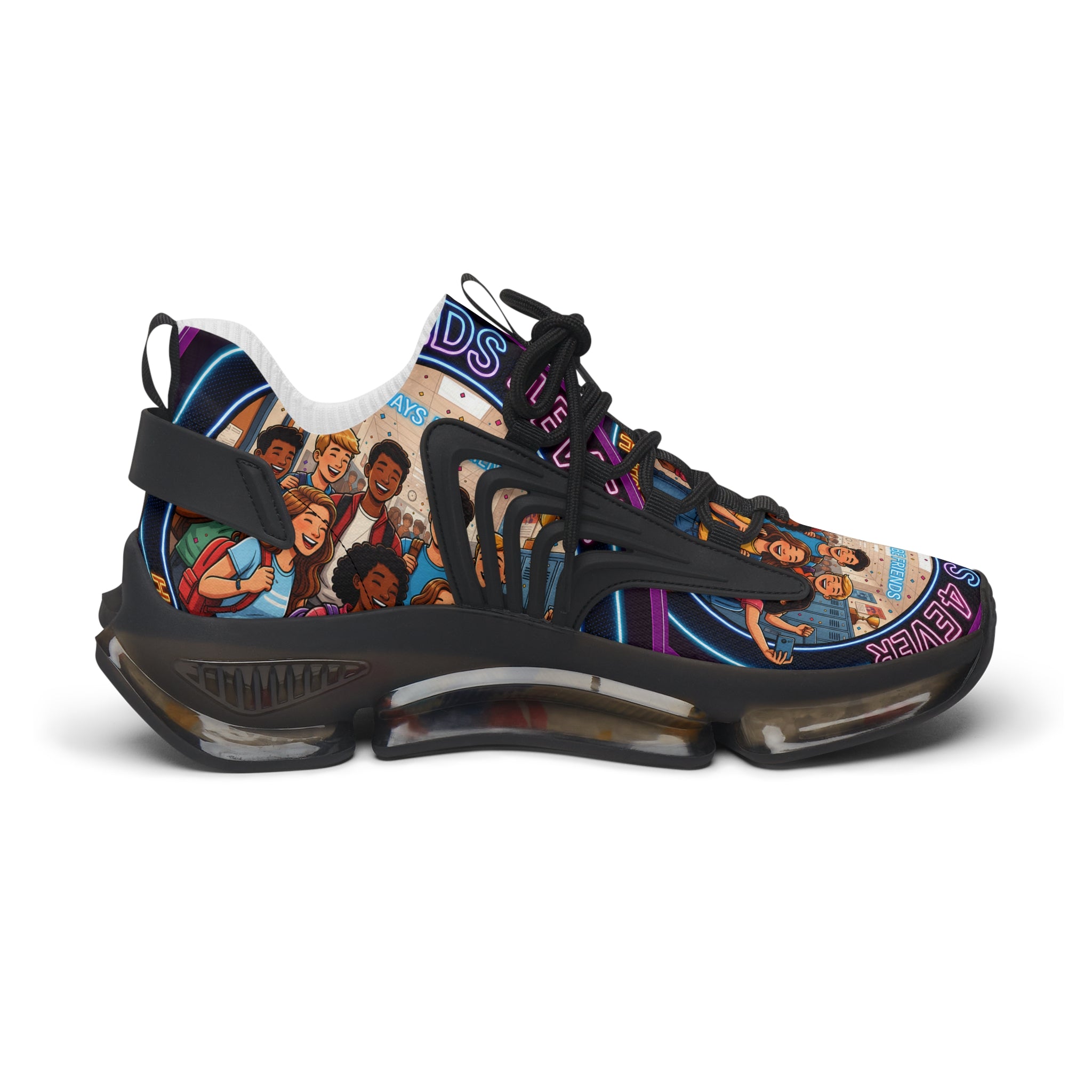 Mesh Sneakers — 'Friends 4Ever' Retro Group Photo Graphic Women's Athletic Shoes