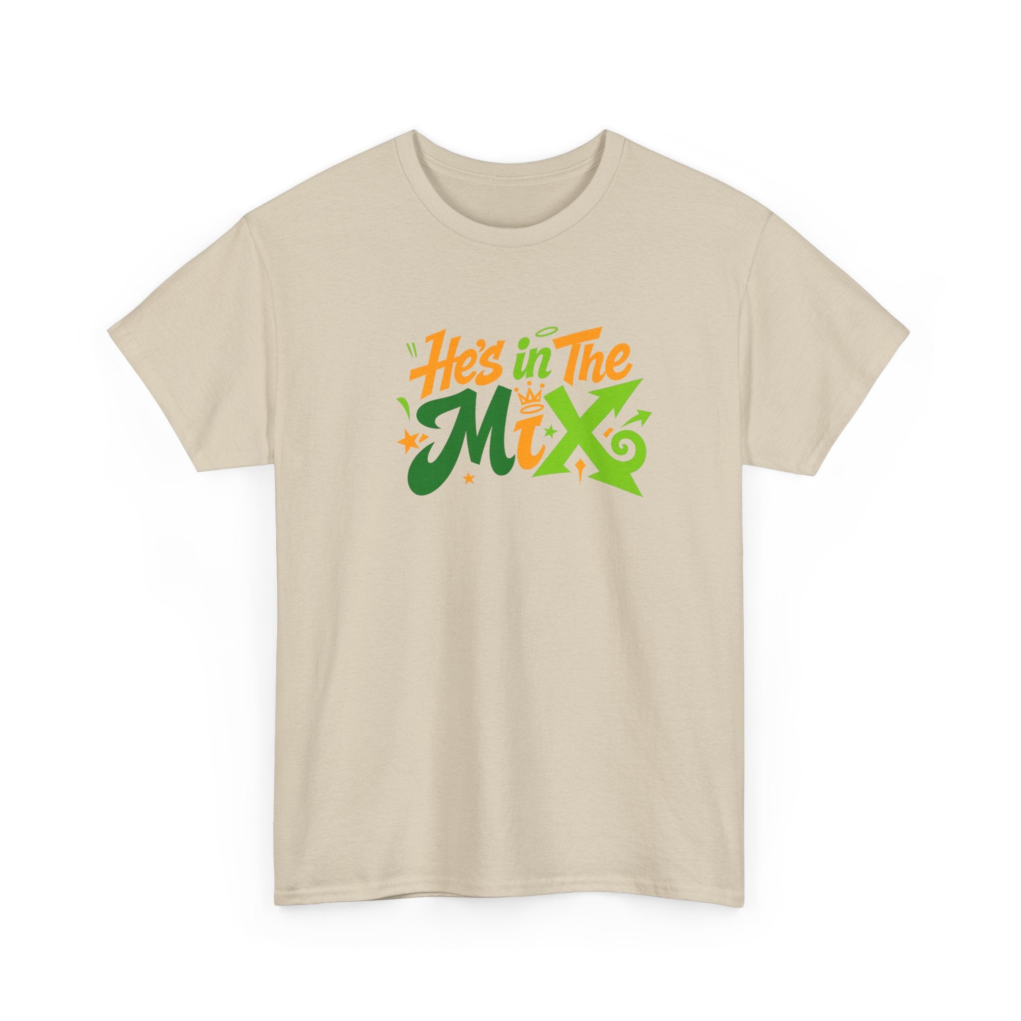 "He's in the Mix" T-Shirt — Retro Green & Orange DJ/Music Tee