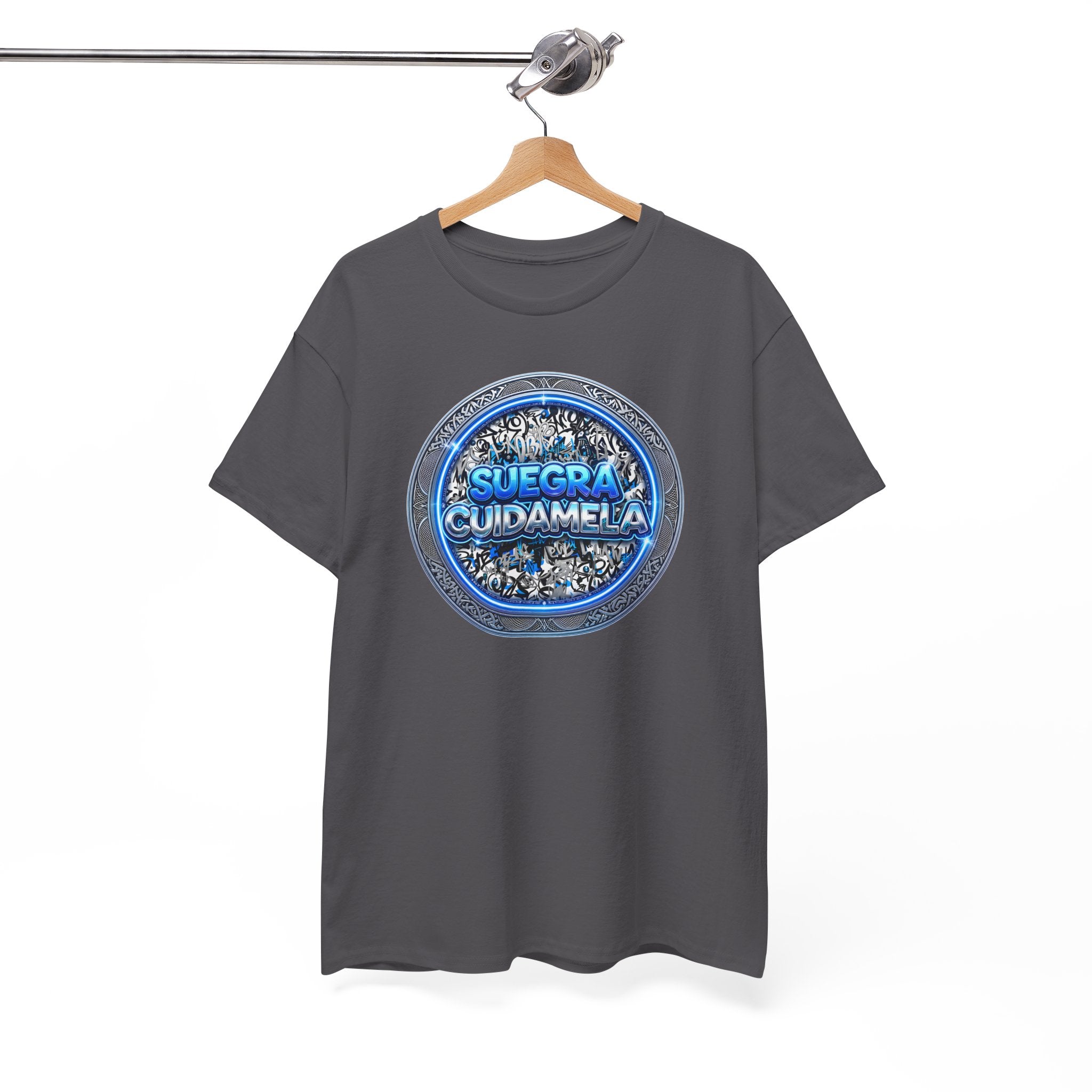 T-Shirt — Suegra Cuídame (Blue Floral Emblem)