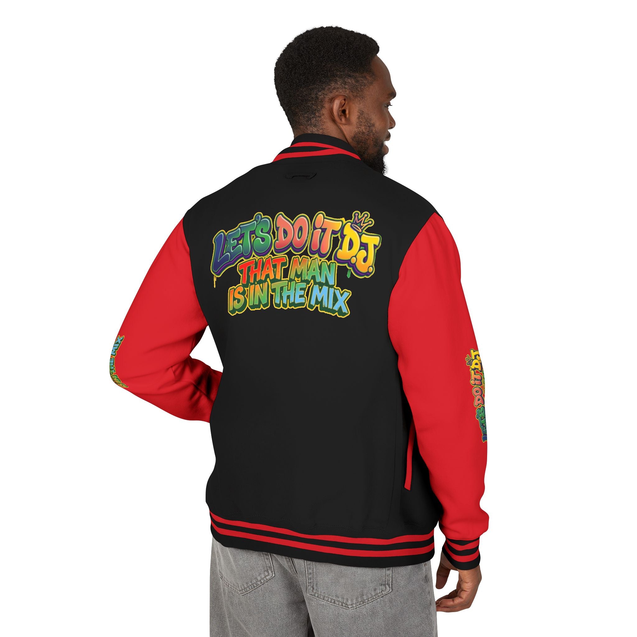 Letterman Jacket — 'Let's Do It' DJ Graphic Varsity Jacket