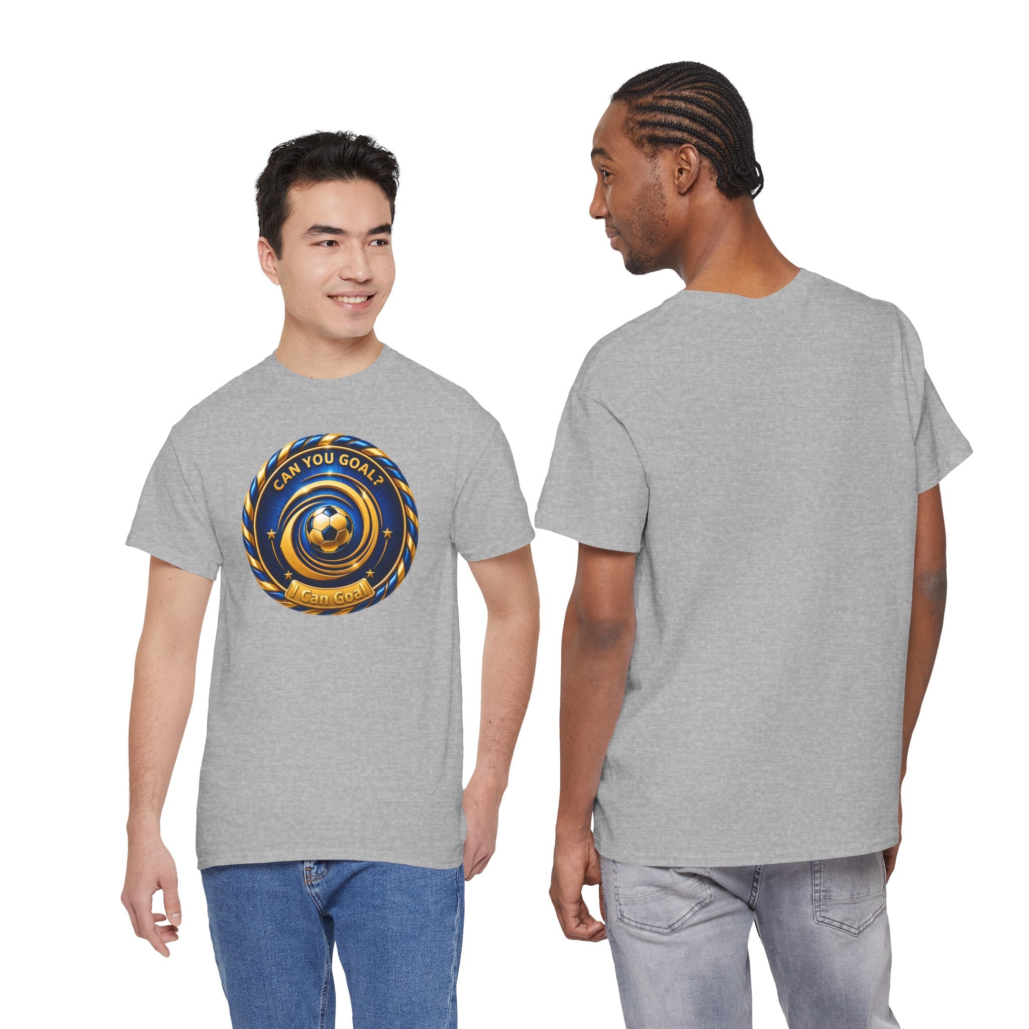 Soccer Badge Tee — "Can You Goal?" Graphic Soccer Shirt
