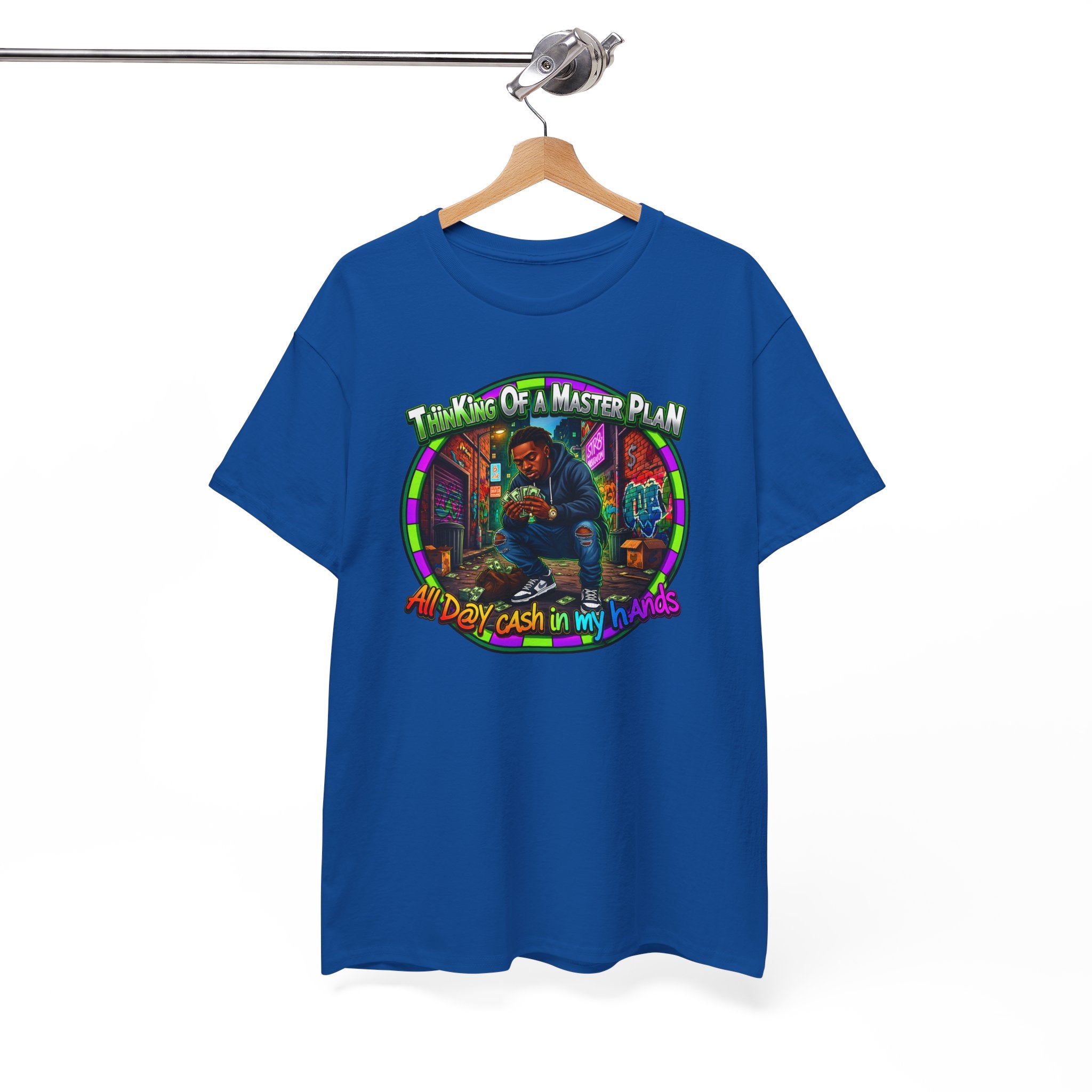 T-Shirt — "Thinking of a Master Plan" Colorful Retro Hip-Hop Graphic Tee