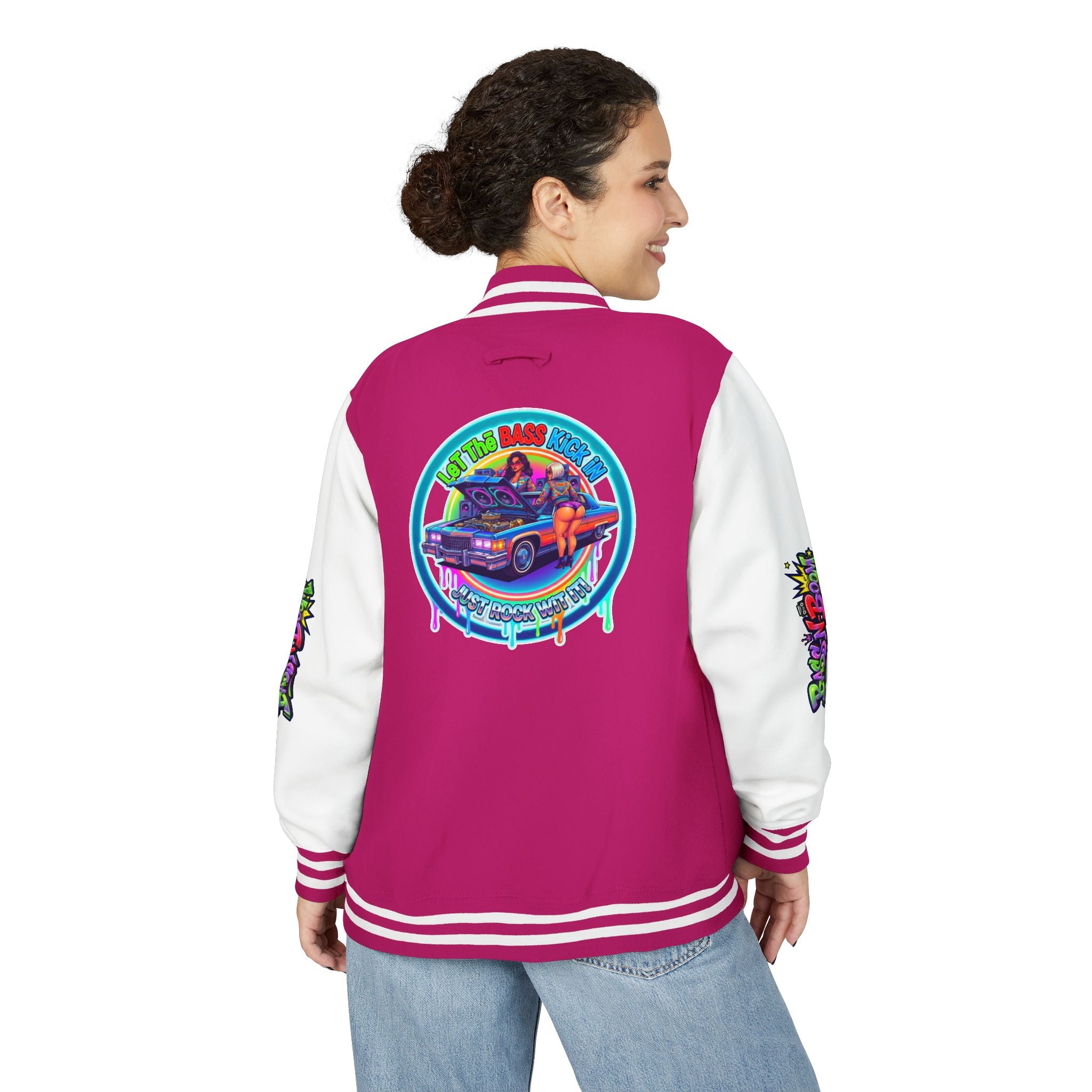 Letterman Jacket — ' Let The Bass Kick In' Retro Lowrider Crew Graphic