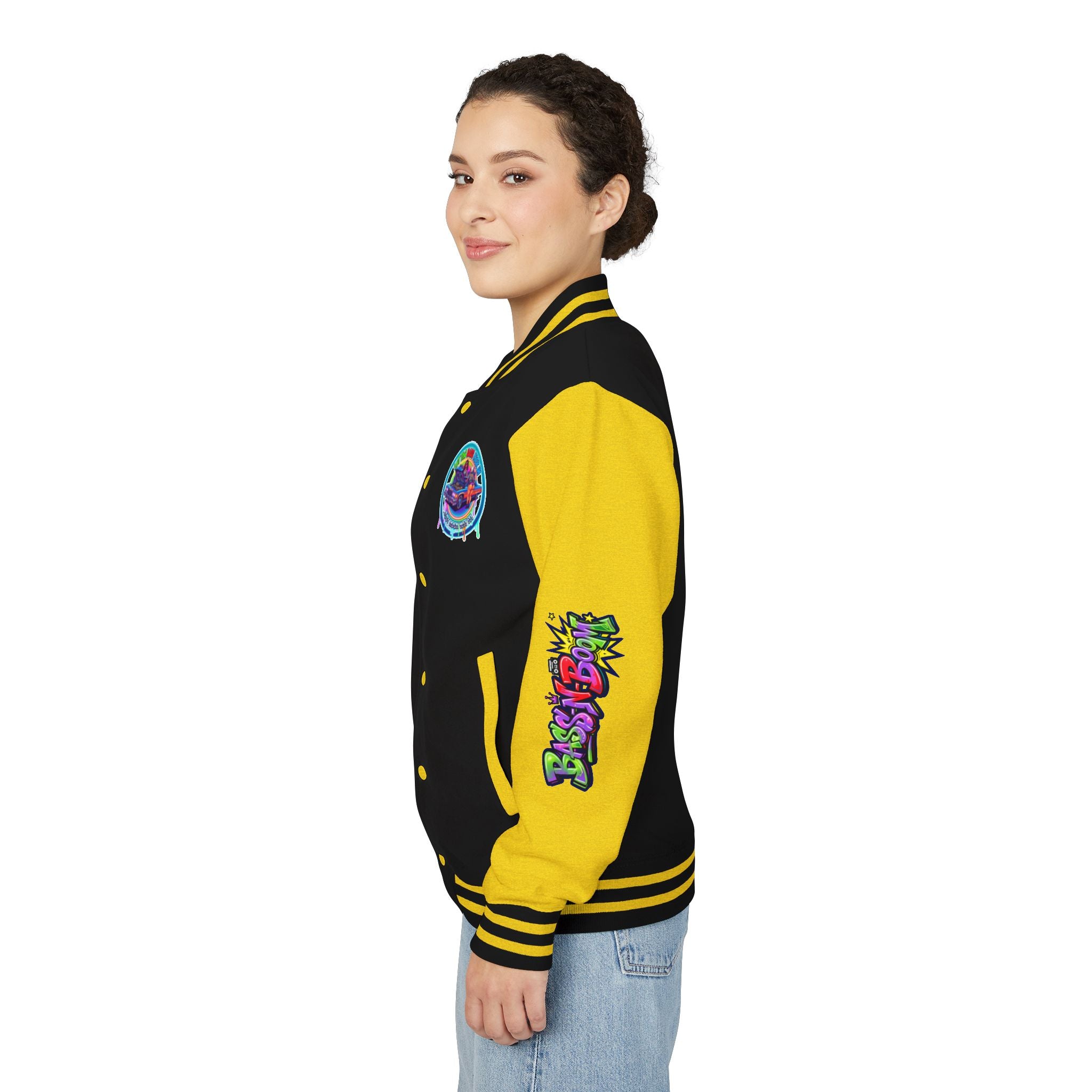 Letterman Jacket — ' Let The Bass Kick In' Retro Lowrider Crew Graphic