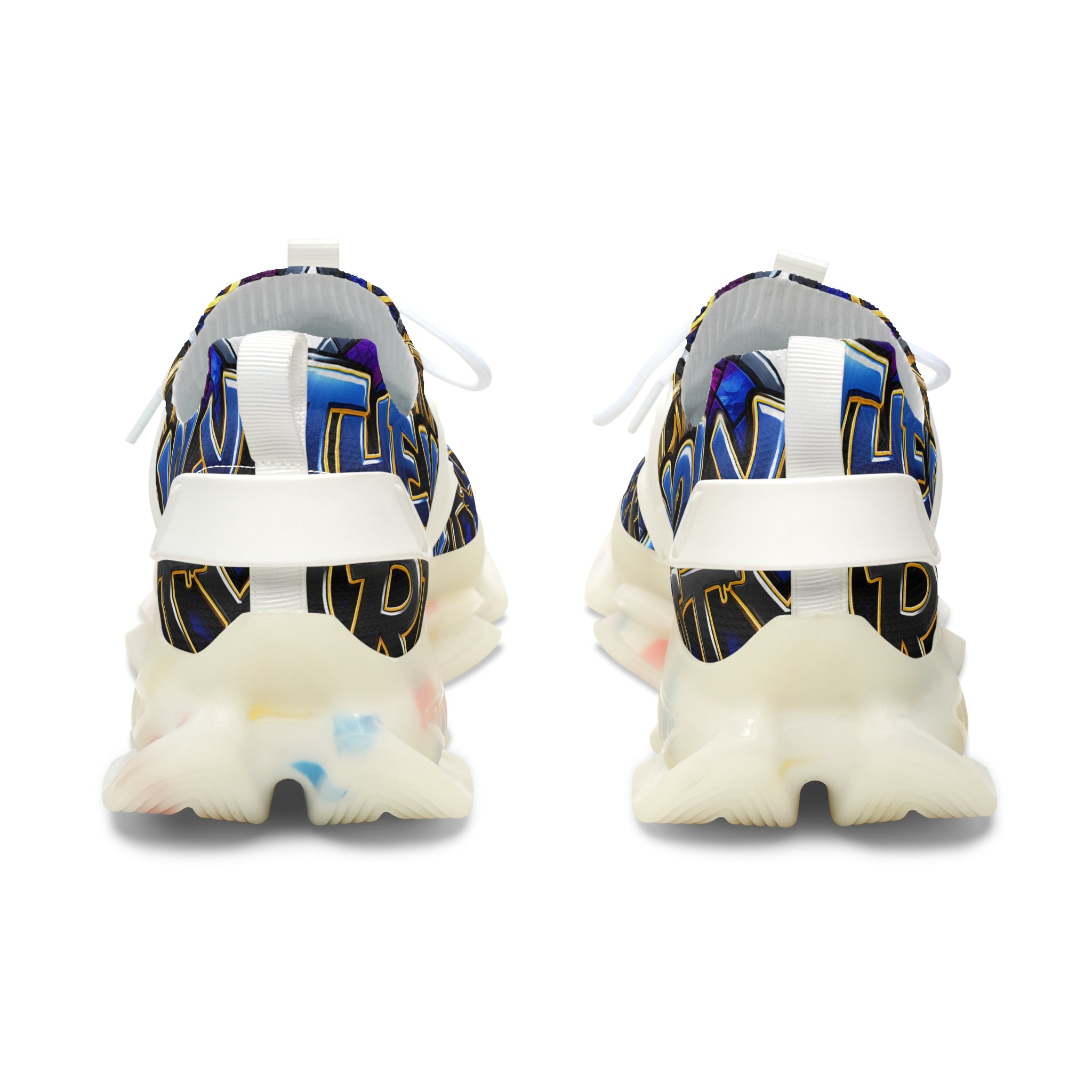 Mesh Sneakers — Bold Graffiti Halo Design for Women
