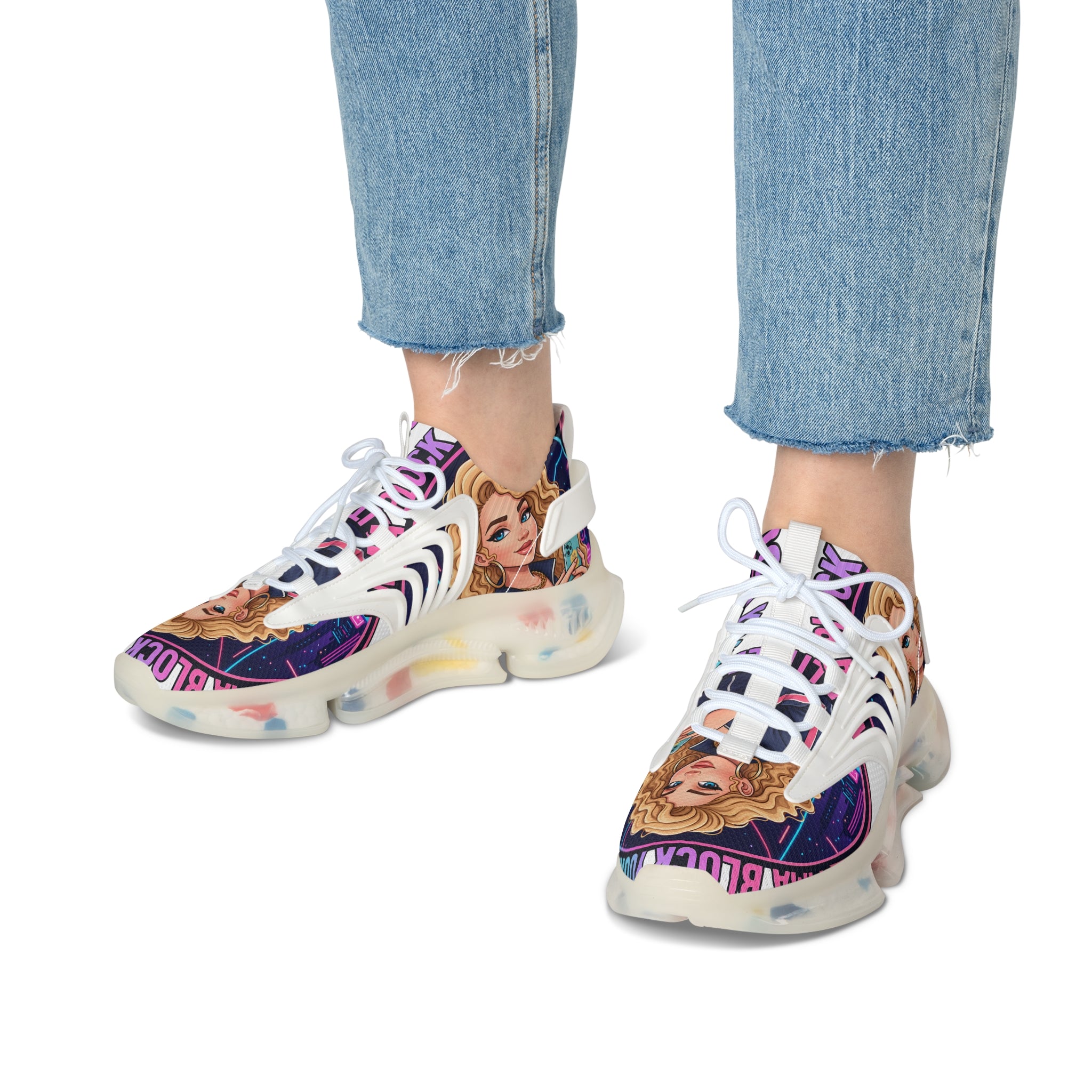 Women's Mesh Sneakers — 'Don't Block Your Blessings' Graphic Athletic Shoes