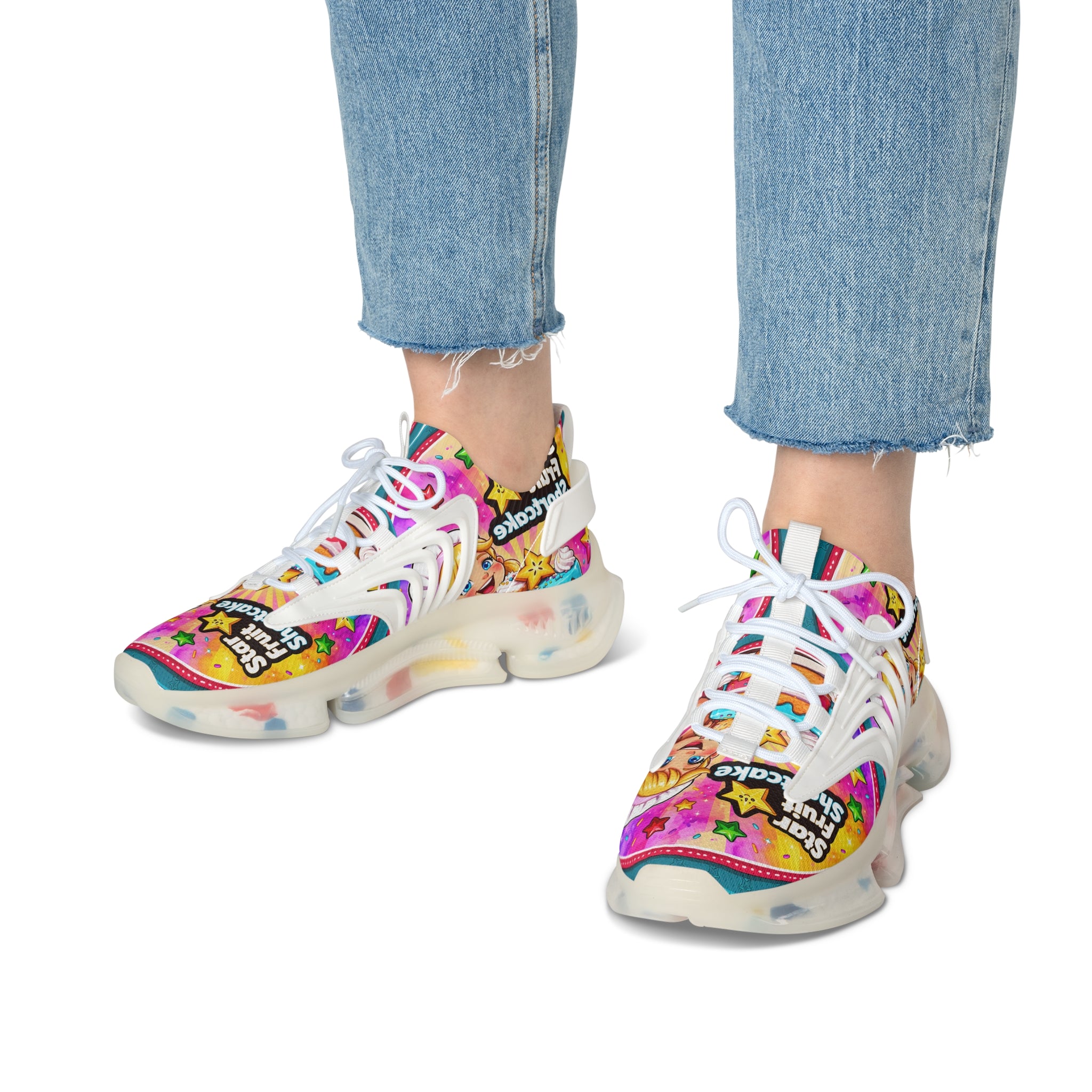 Mesh Sneakers — Colorful 'Star Fruit Shortcake' Anime Runner for Women