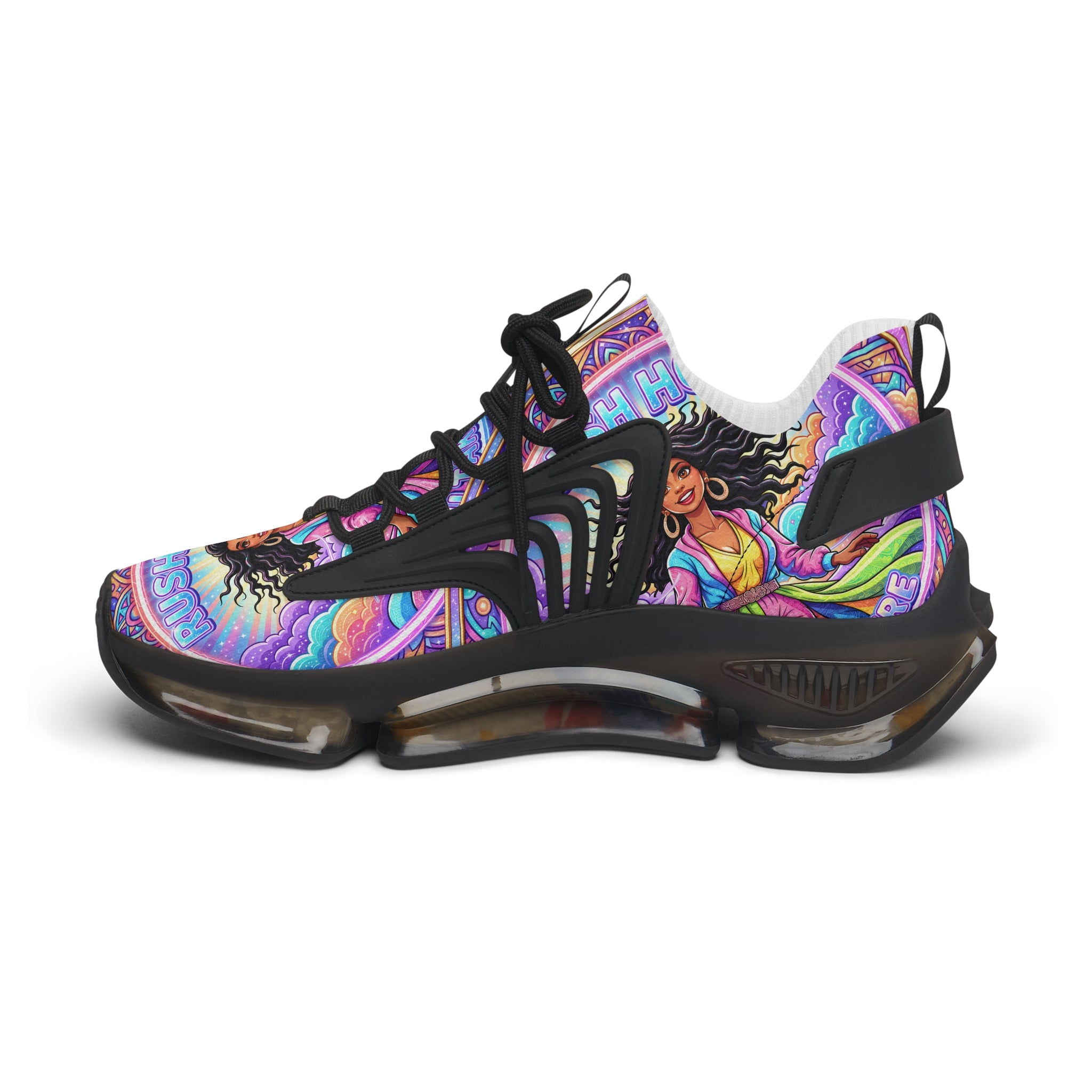 Women's Mesh Sneakers — Colorful Spiritual Goddess Graphic Athletic Shoes