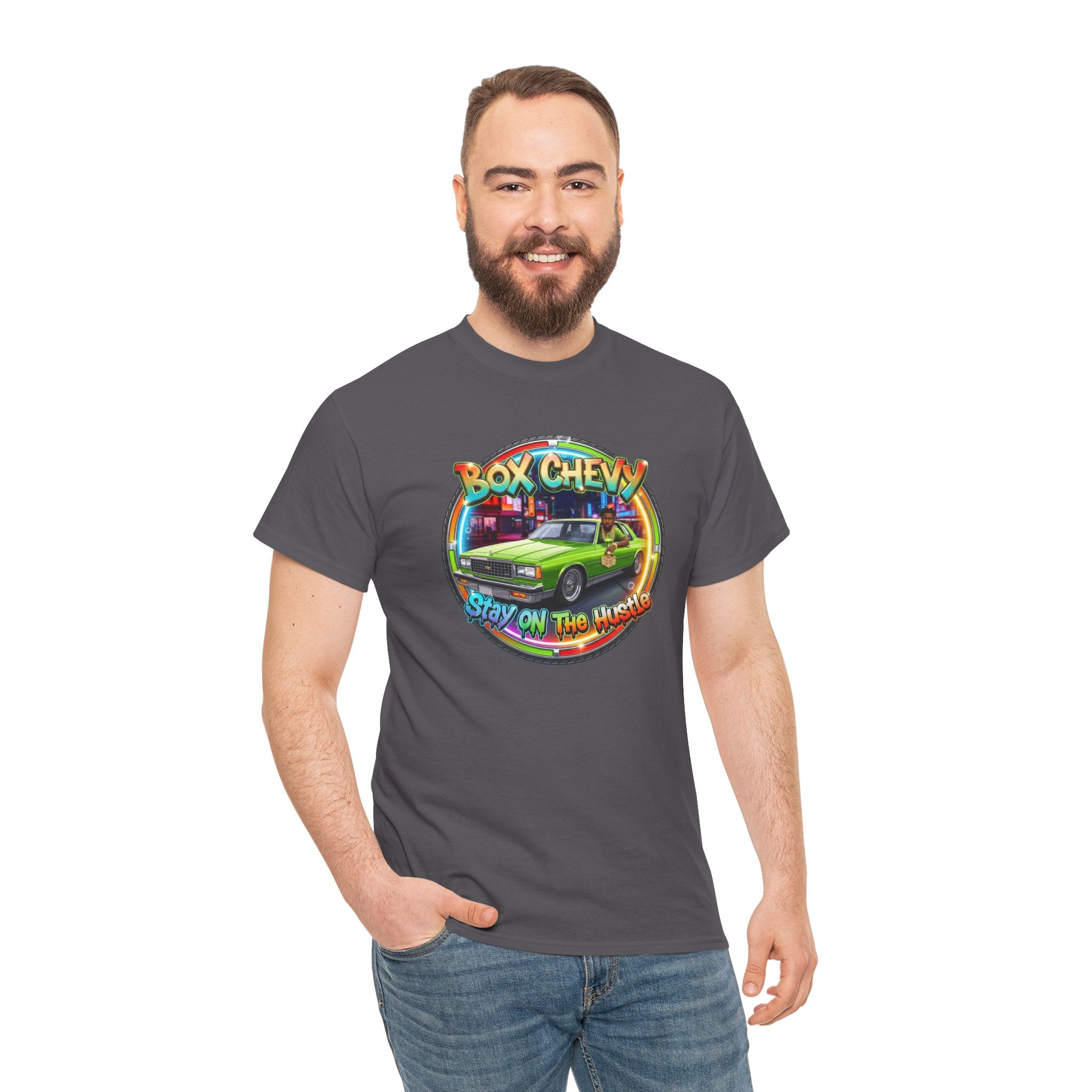 Vintage Chevy Truck Tee — "Box Chevy Stay On The Hustle" Retro Car Graphic Shirt