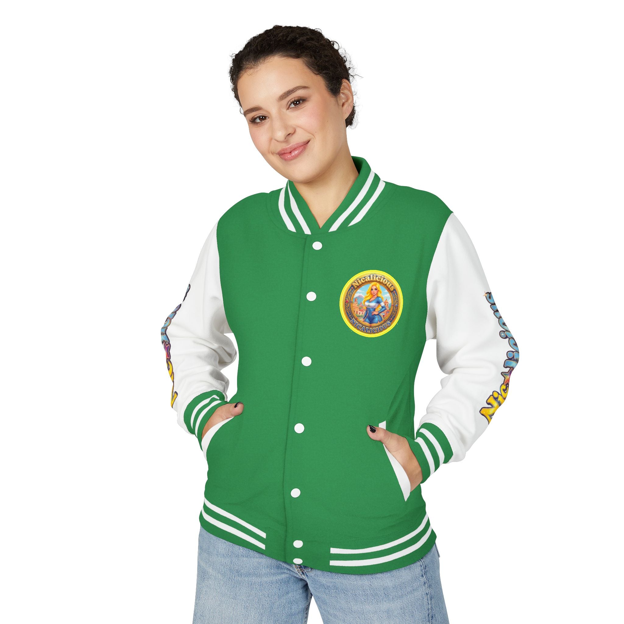 Letterman Jacket — 'Nicalicious' Retro Pinup Logo Varsity Jacket