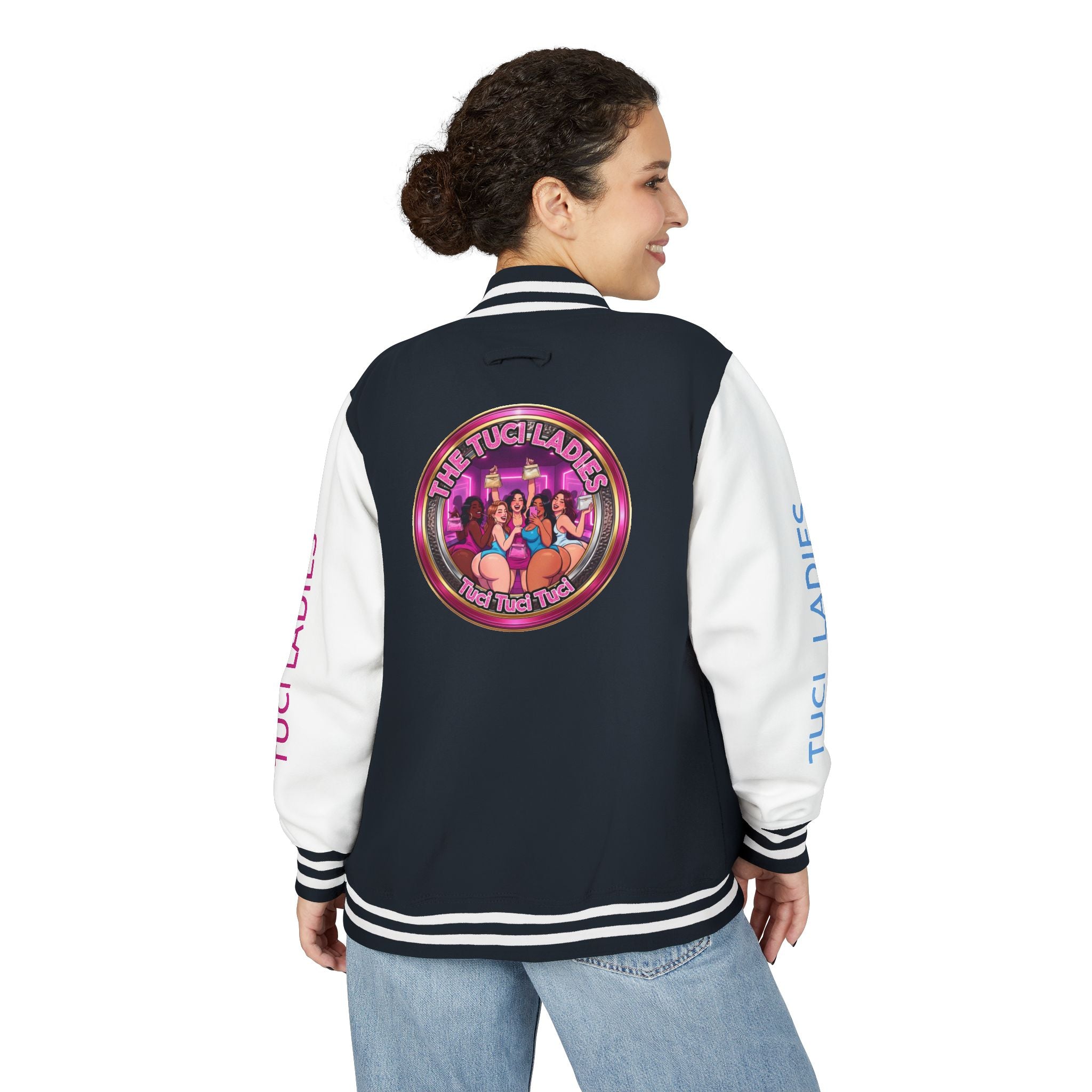 Letterman Jacket — The Tuci Tuci Tuci Ladies Graphic Varsity Jacket
