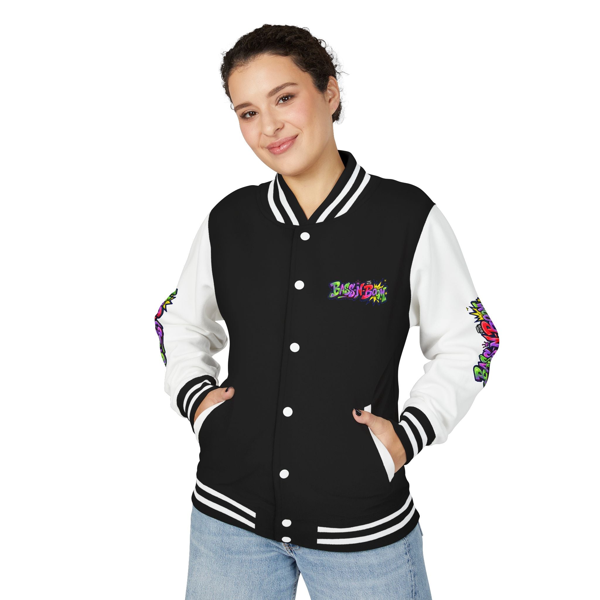 Letterman Jacket — 'Bass N Boom' Graffiti Bomber