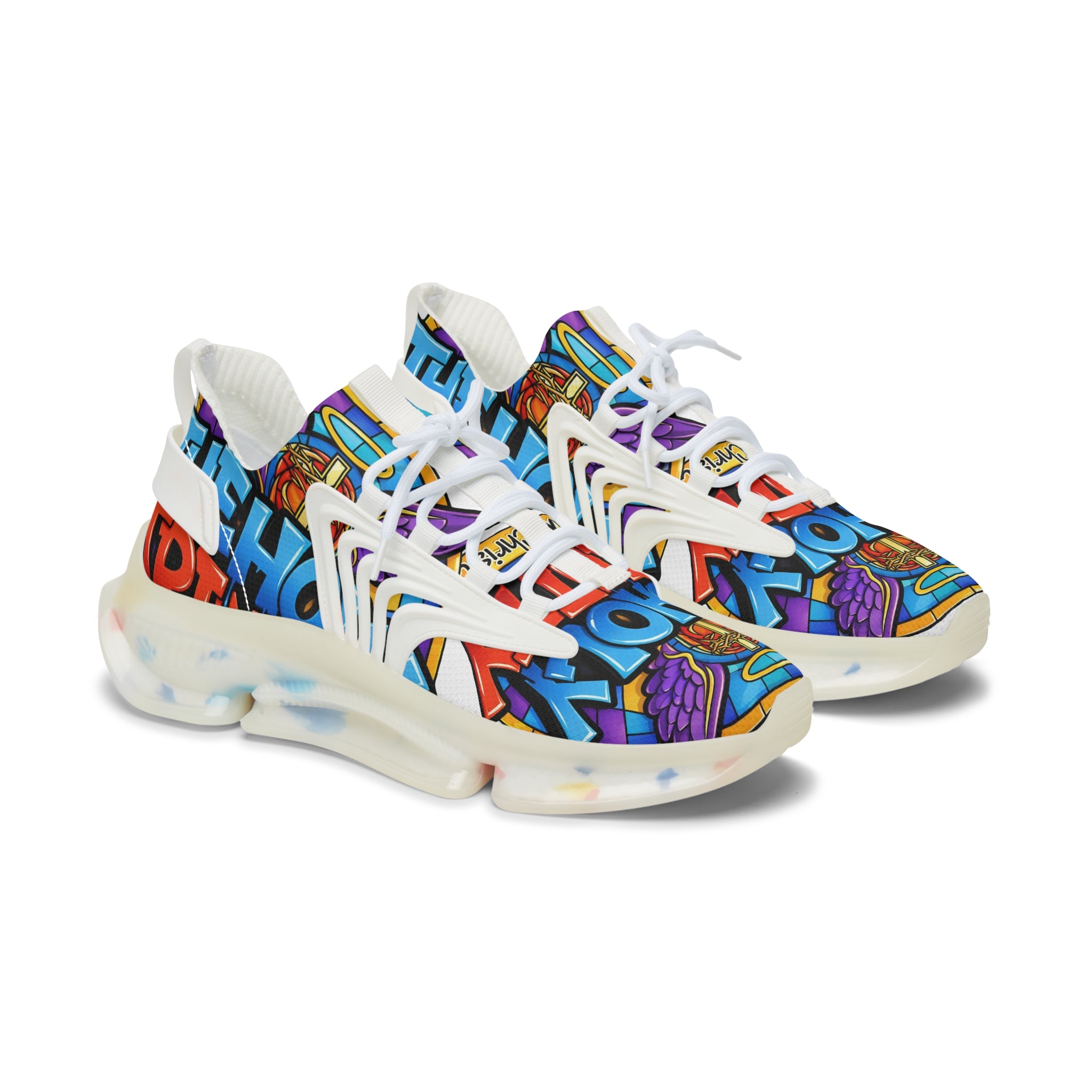 Men's Mesh Sneakers — Colorful Graffiti 'The Holy' Street Style