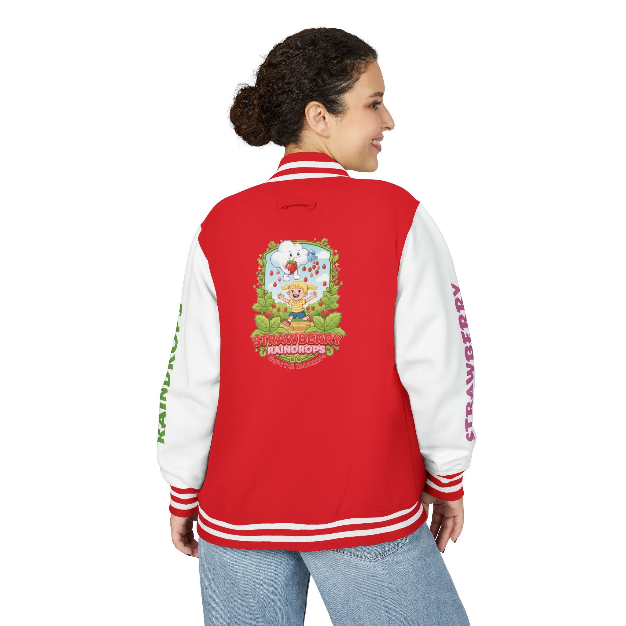 Letterman Jacket —"Strawberry Raindrops" Back Patch