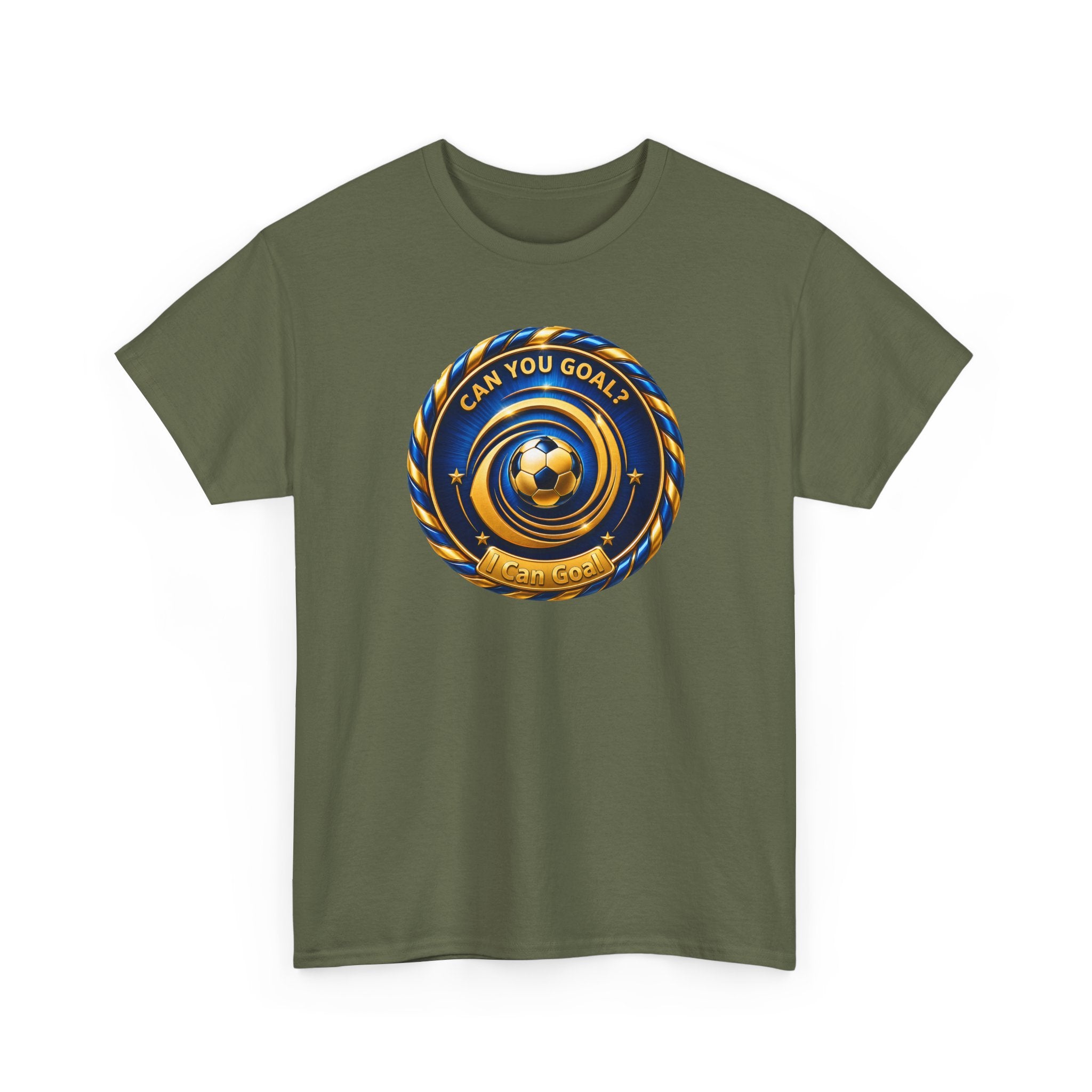 Soccer Badge Tee — "Can You Goal?" Graphic Soccer Shirt