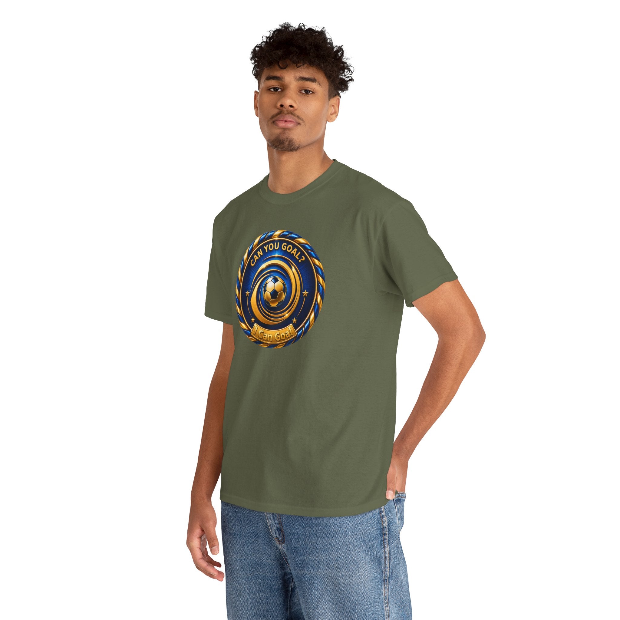 Soccer Badge Tee — "Can You Goal?" Graphic Soccer Shirt
