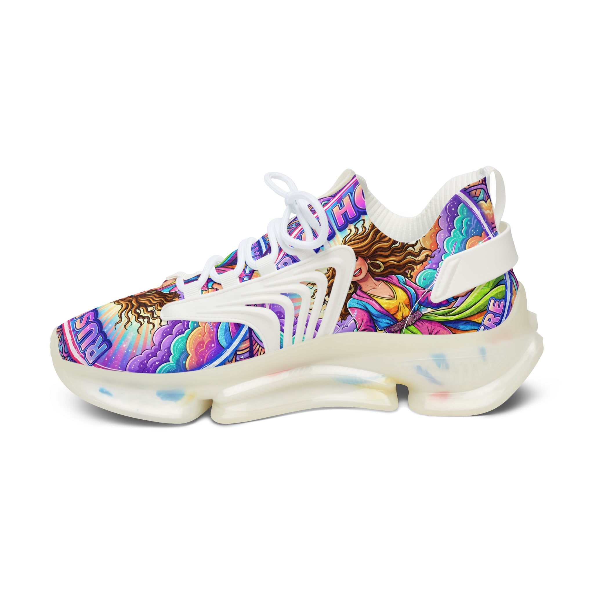 Mesh Sneakers — Vibrant 'Rush Hour' Retro Goddess Athletic Shoes