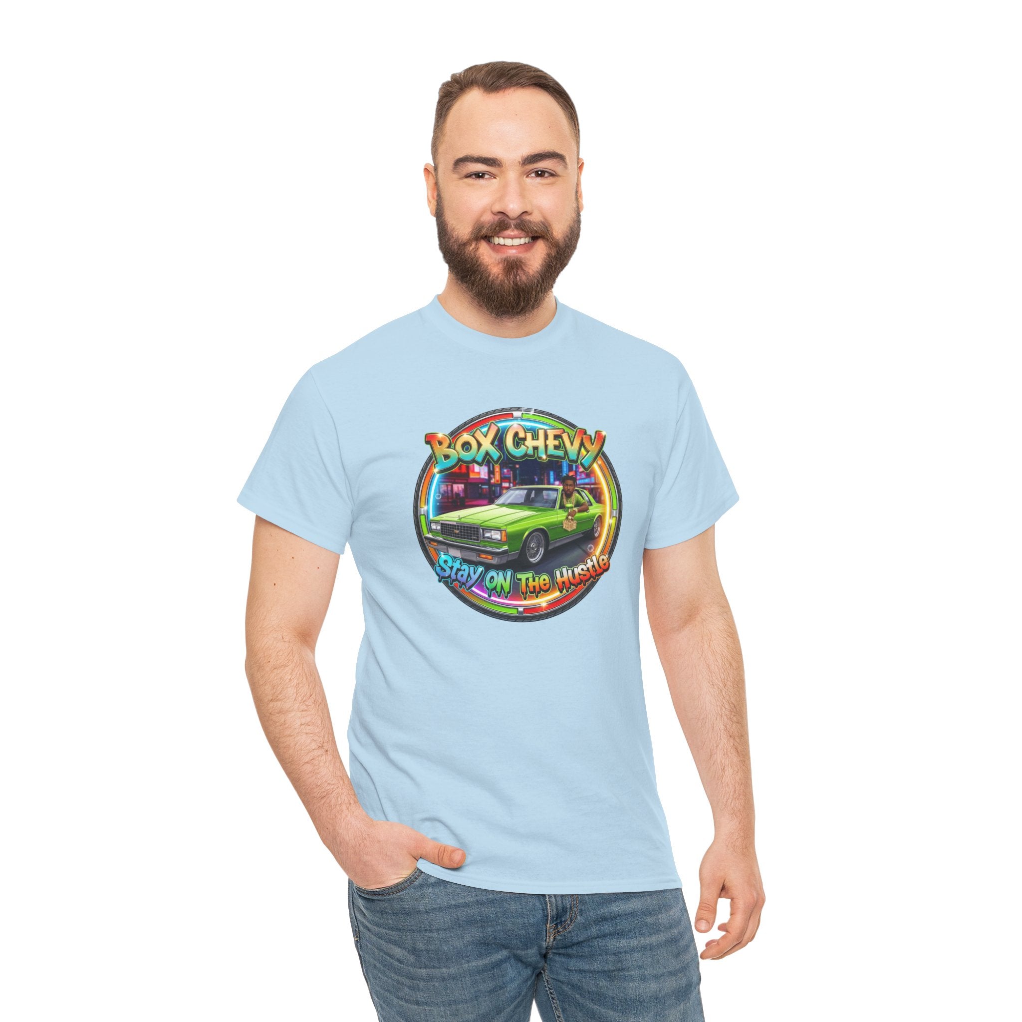 Vintage Chevy Truck Tee — "Box Chevy Stay On The Hustle" Retro Car Graphic Shirt
