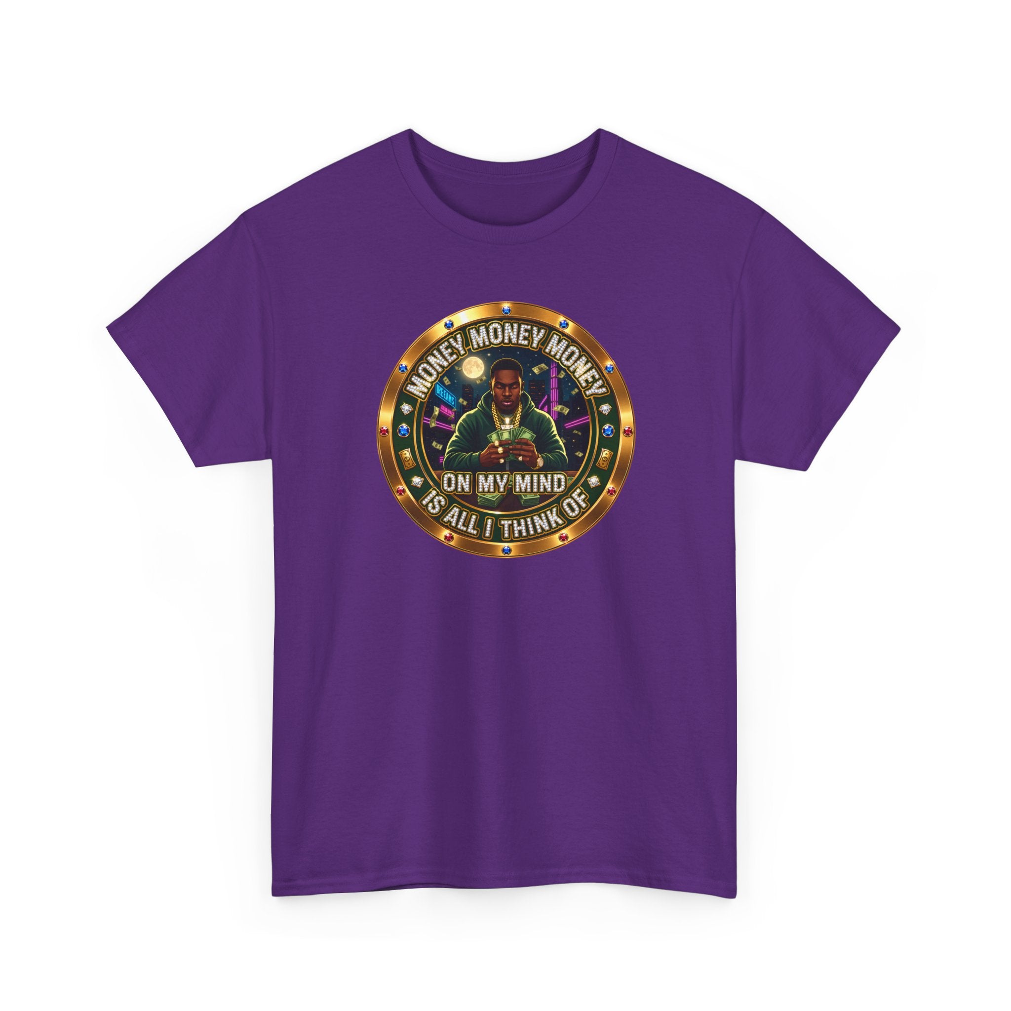 "Money On My Mind" Graphic Tee — Retro Casino Coin Design