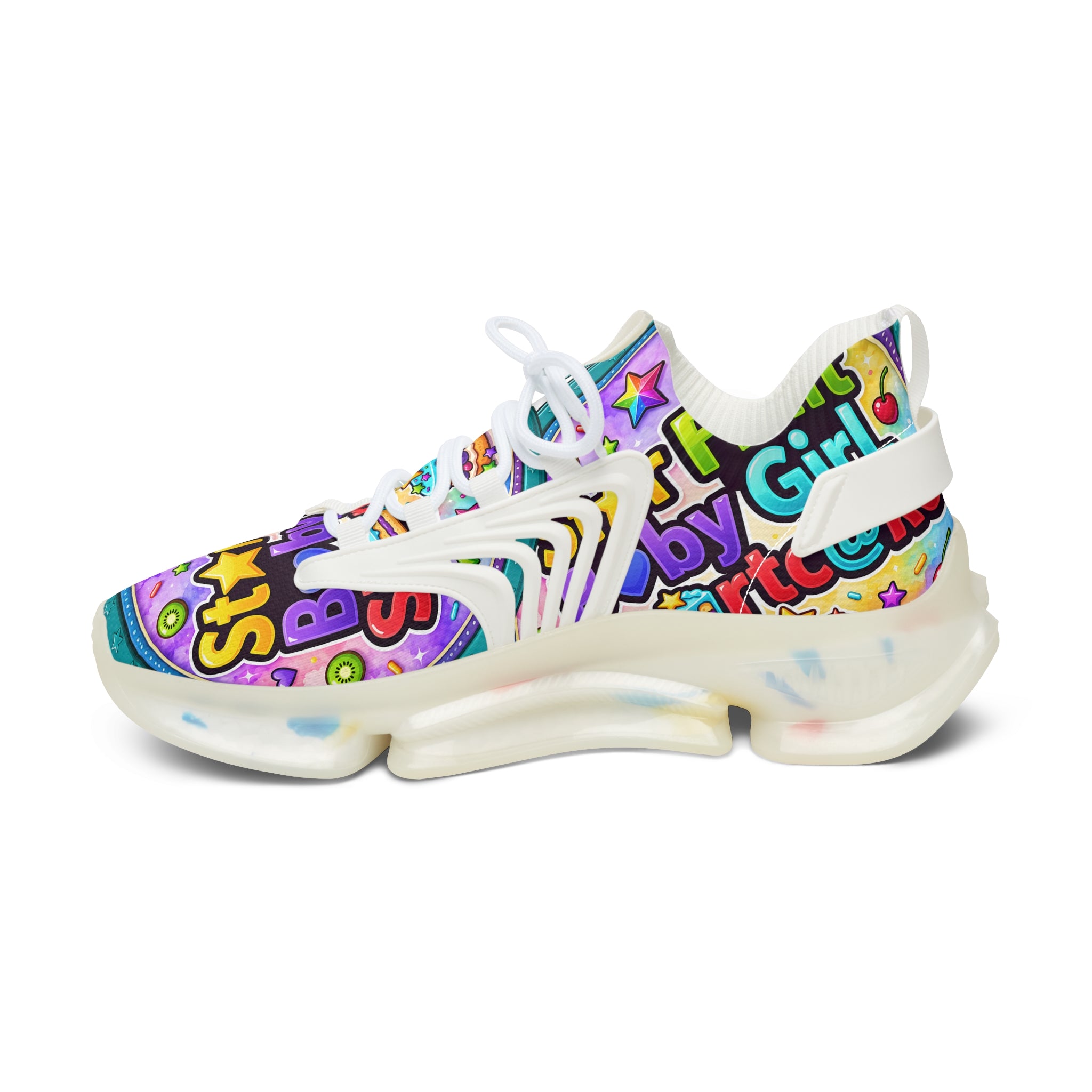 Colorful Graffiti Mesh Sneakers – 'Star Fruit Baby Shortcake' Graphic Women's Athletic Shoes
