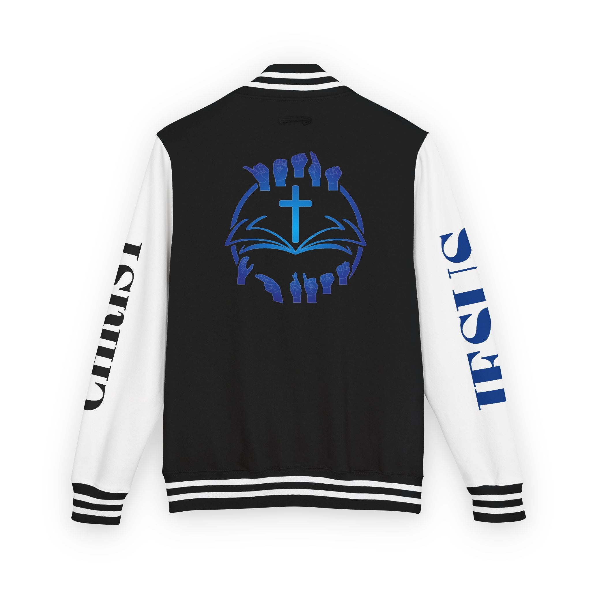 Christian Cross Letterman Jacket — Faith Crewneck Varsity Jacket