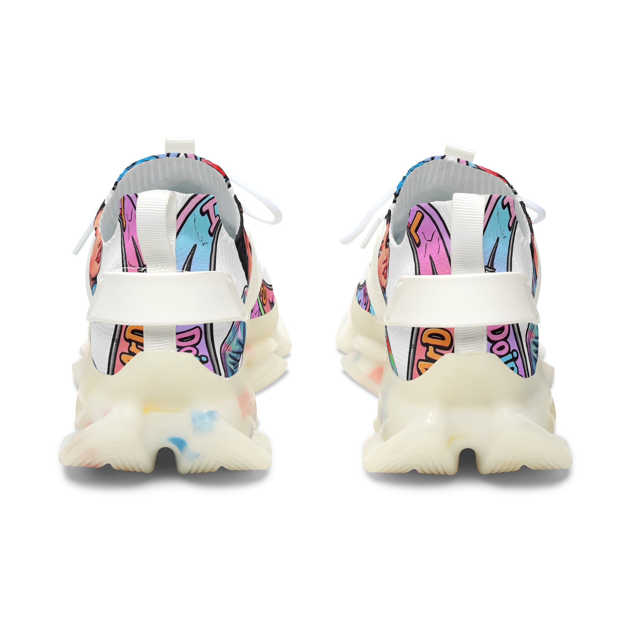 Women’s Mesh Sneakers — " I Don't kiss-N Tell"Colorful Retro Pop Art Design