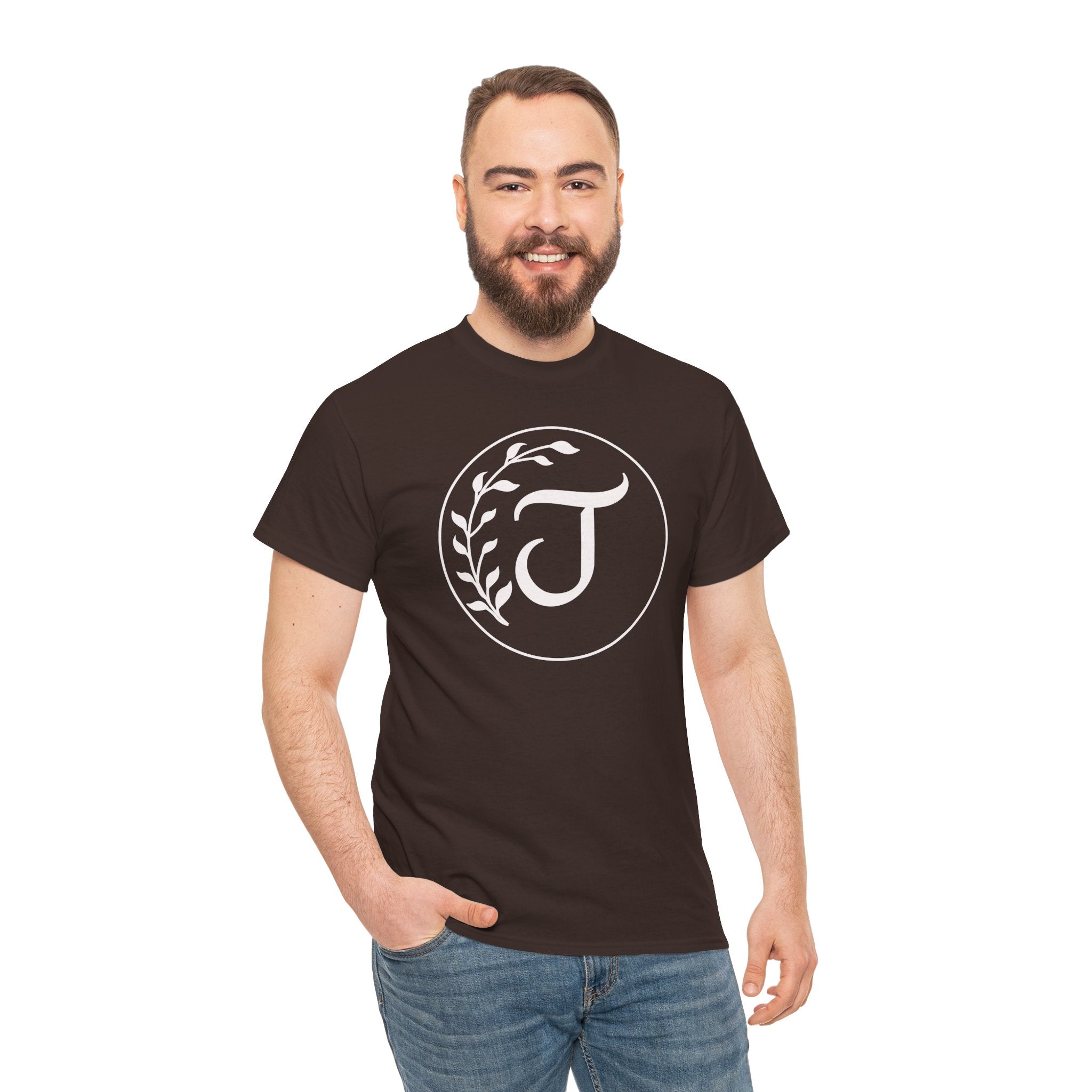 White Tee with Subtle "Floral J " Jesus Christ "— Minimalist Japanese Character T-Shirt