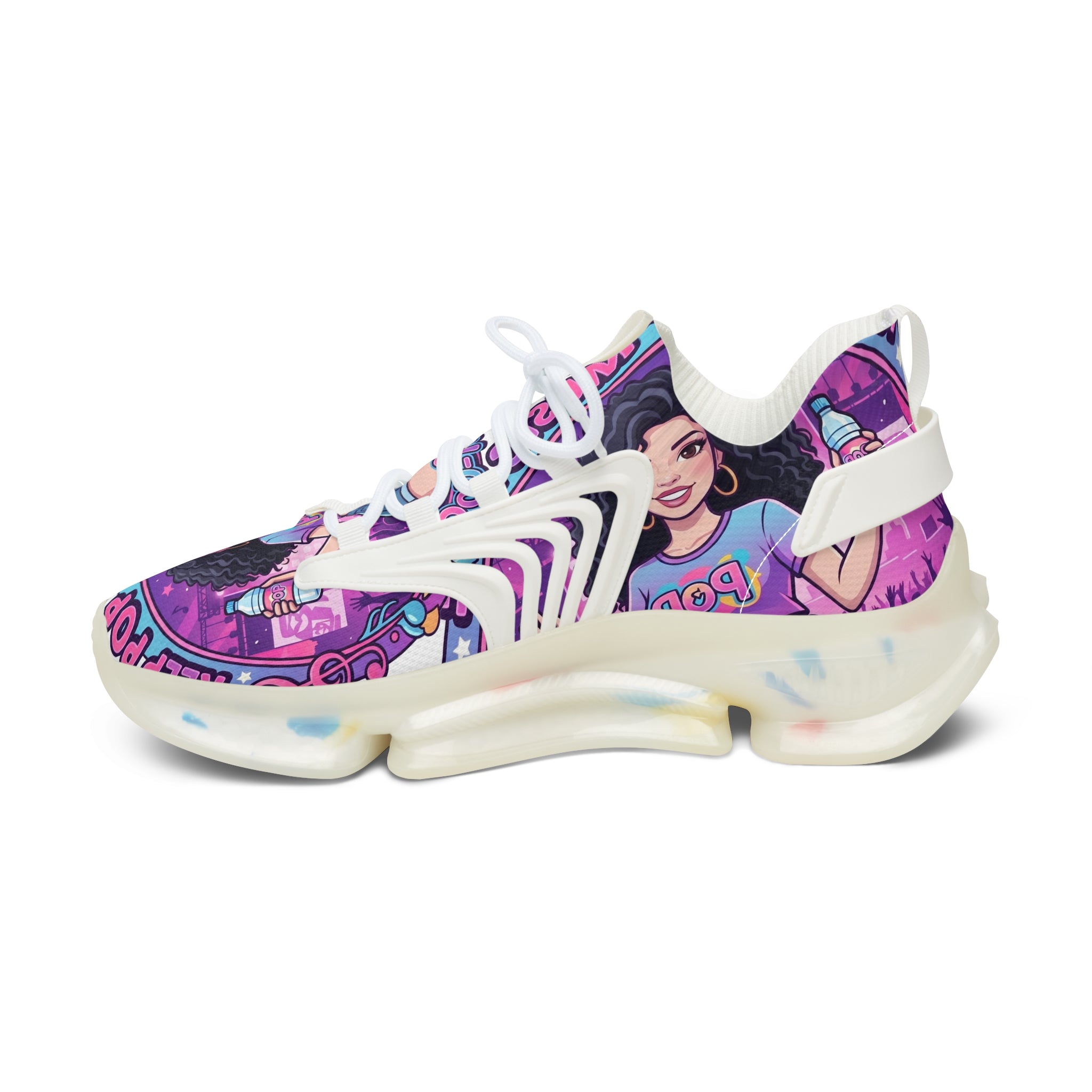 Women’s Mesh Sneakers — "Keep Pop Music Alive" Colorful Pop  Graphic Athletic Shoes