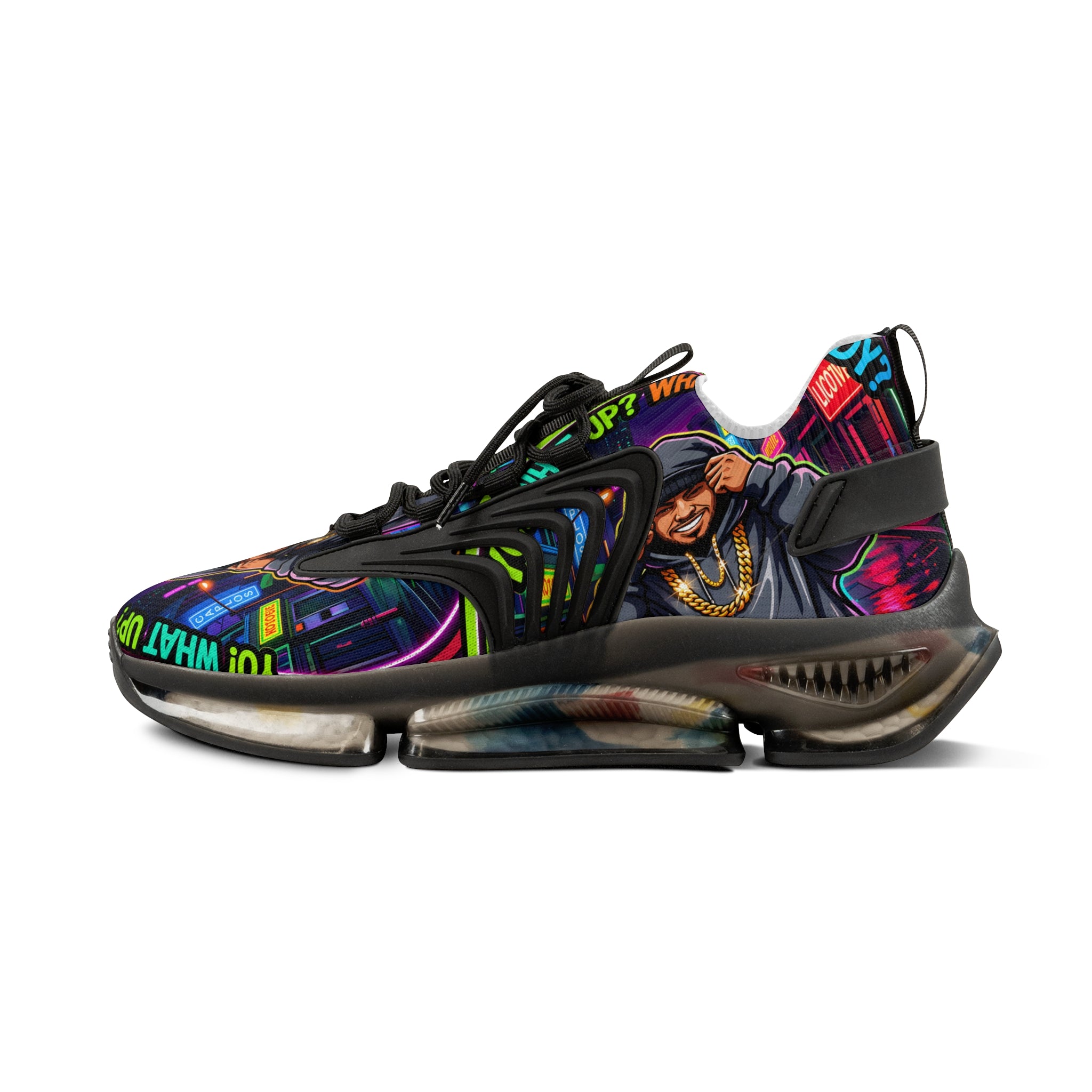 Men's Mesh Sneakers — " Yo, What's up? Rapper Graphic Athletic Shoes