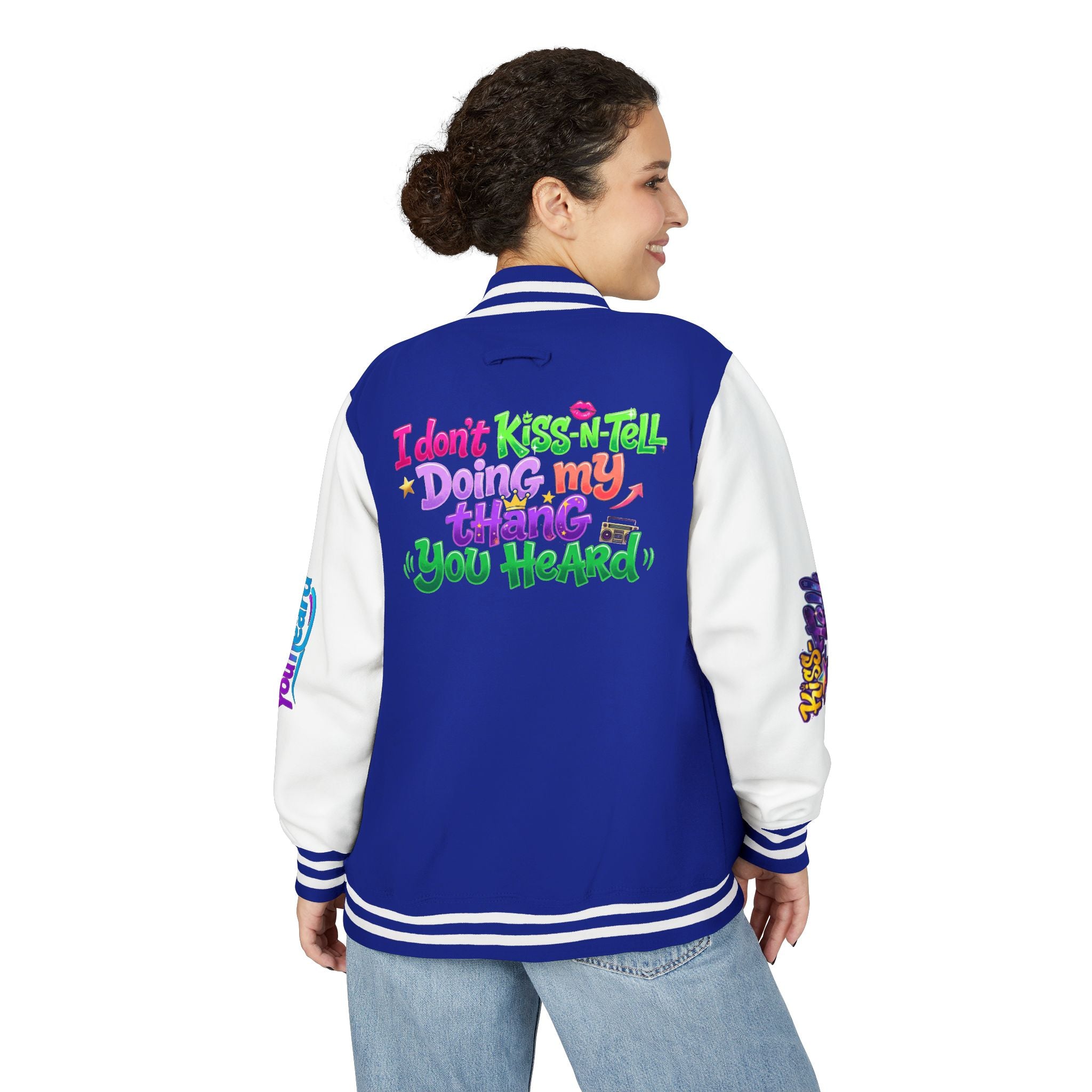 Letterman Jacket — "I Don't Kiss-N-Tell, Doing My Thang You Heard" Colorful Streetwear